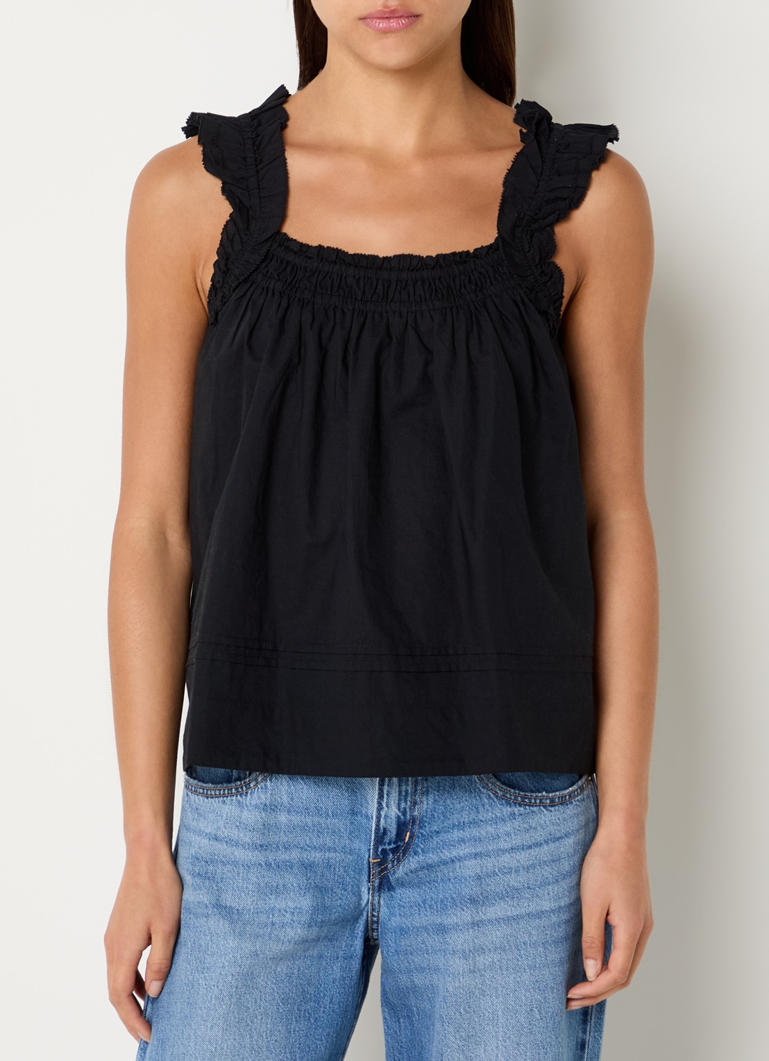 Levi's Mouwloze top met rechthoekige hals - detail zwart