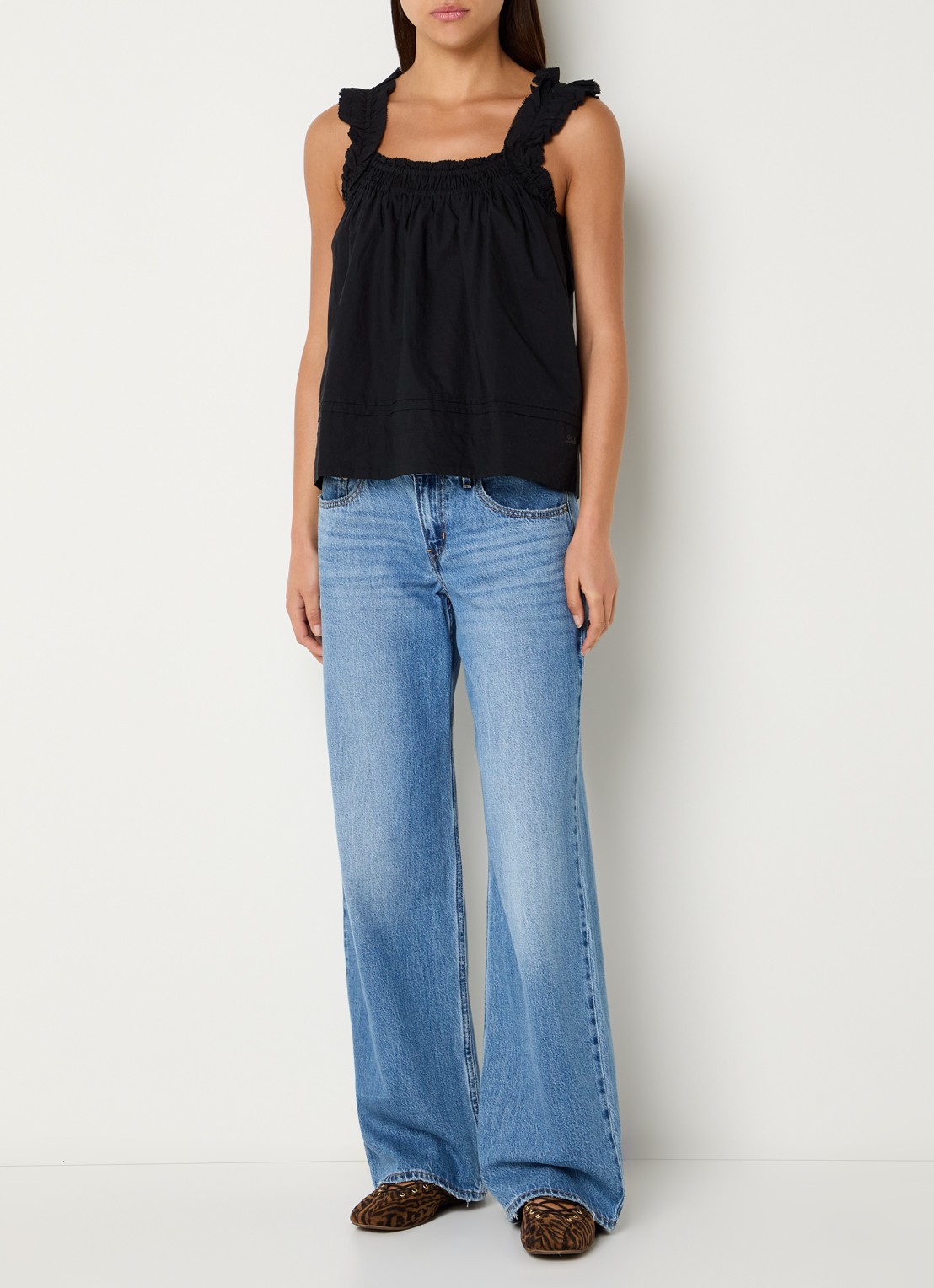 Levi's Mouwloze top met rechthoekige hals - voorkant 3 zwart