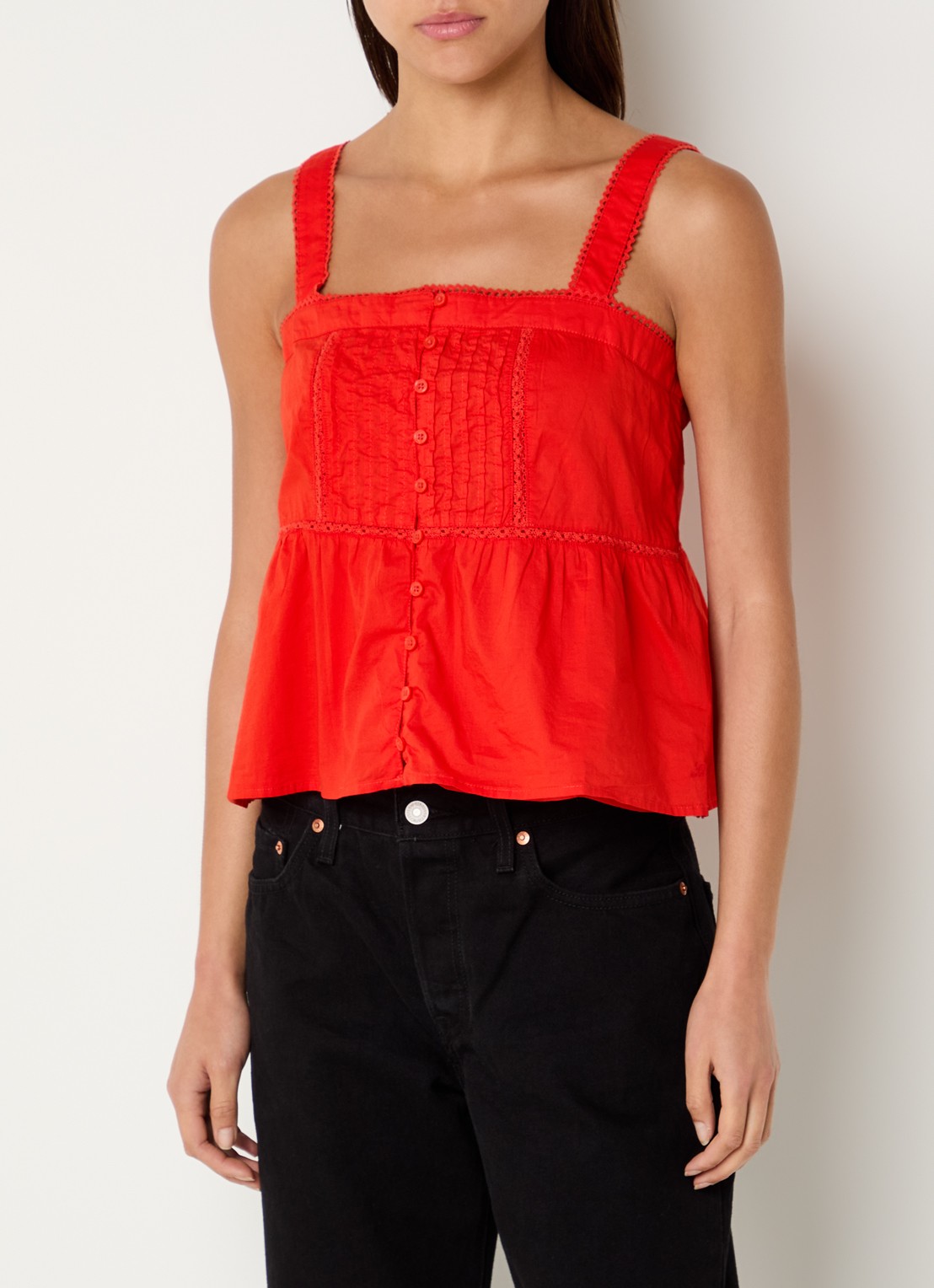 Levi's Mouwloze top met rechthoekige hals - detail 3 rood
