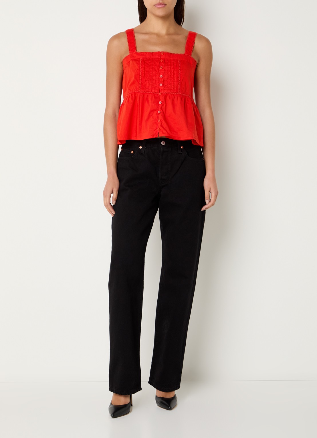 Levi's Mouwloze top met rechthoekige hals - voorkant 2 rood