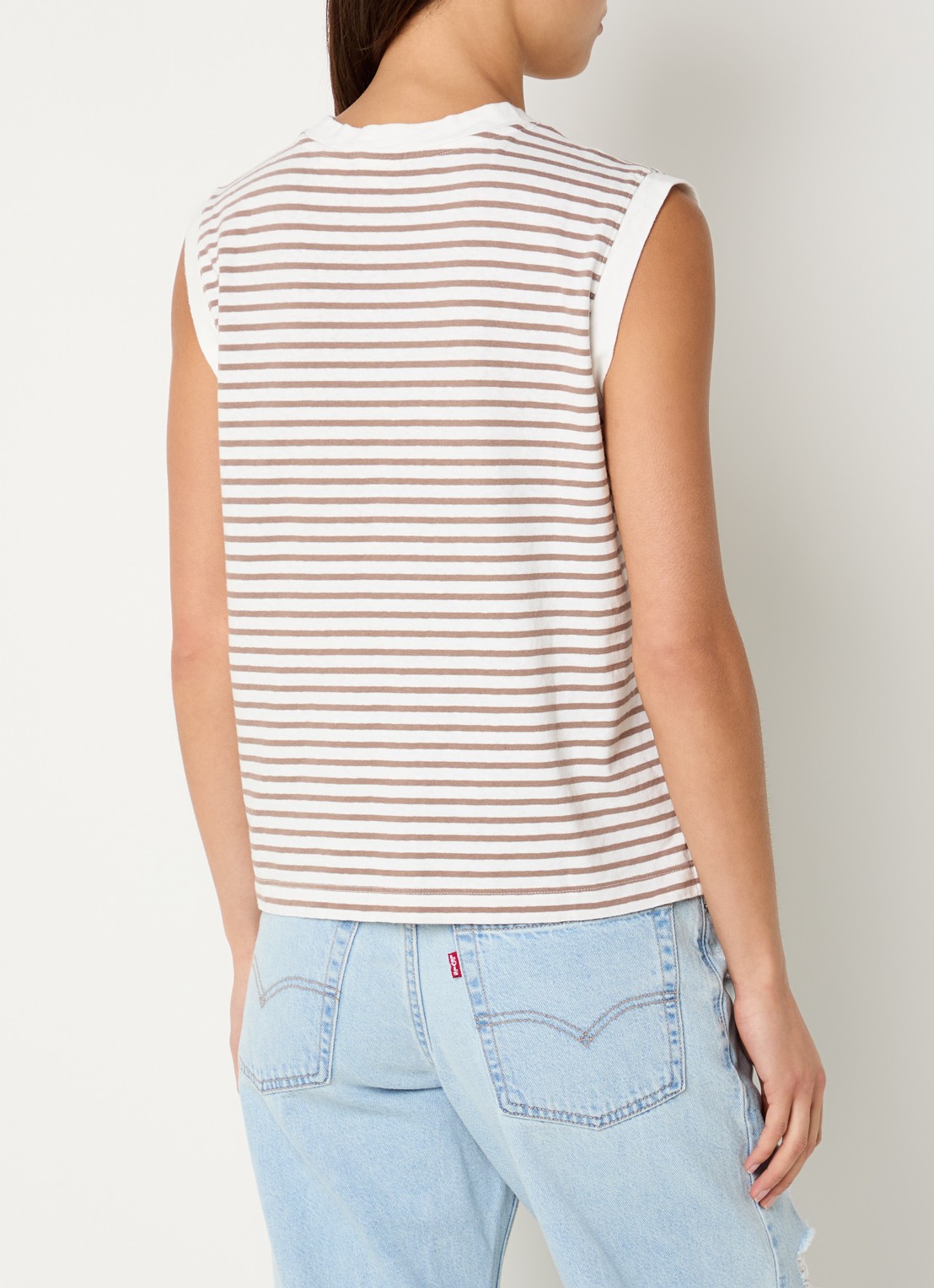 Levi's Mouwloze top met streepprint - achterkant donkerbeige