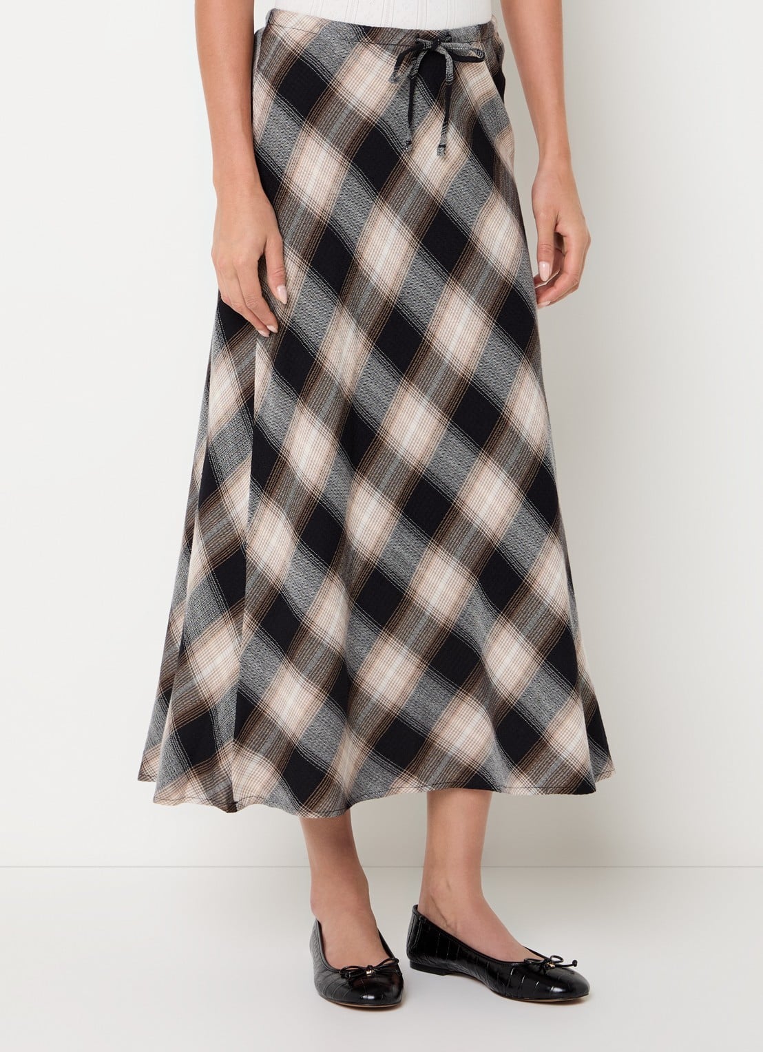 Levi's Noemi maxi rok met ruitdessin - detail 4 beige