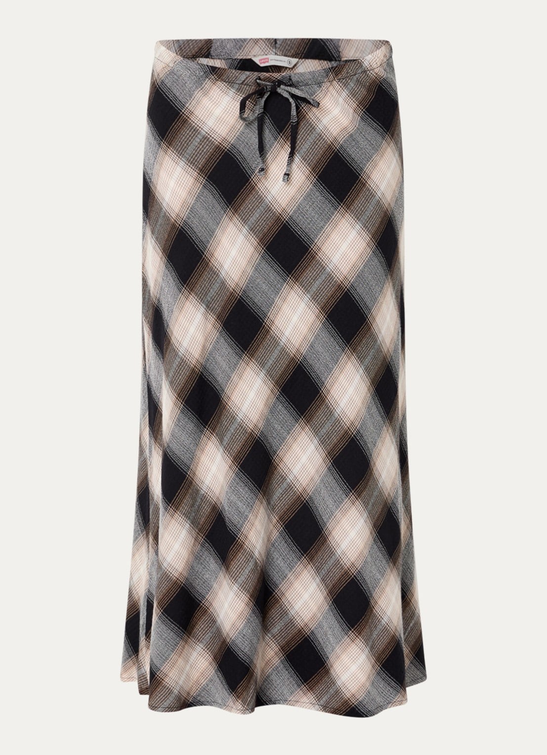 Levi's Noemi maxi rok met ruitdessin - voorkant beige