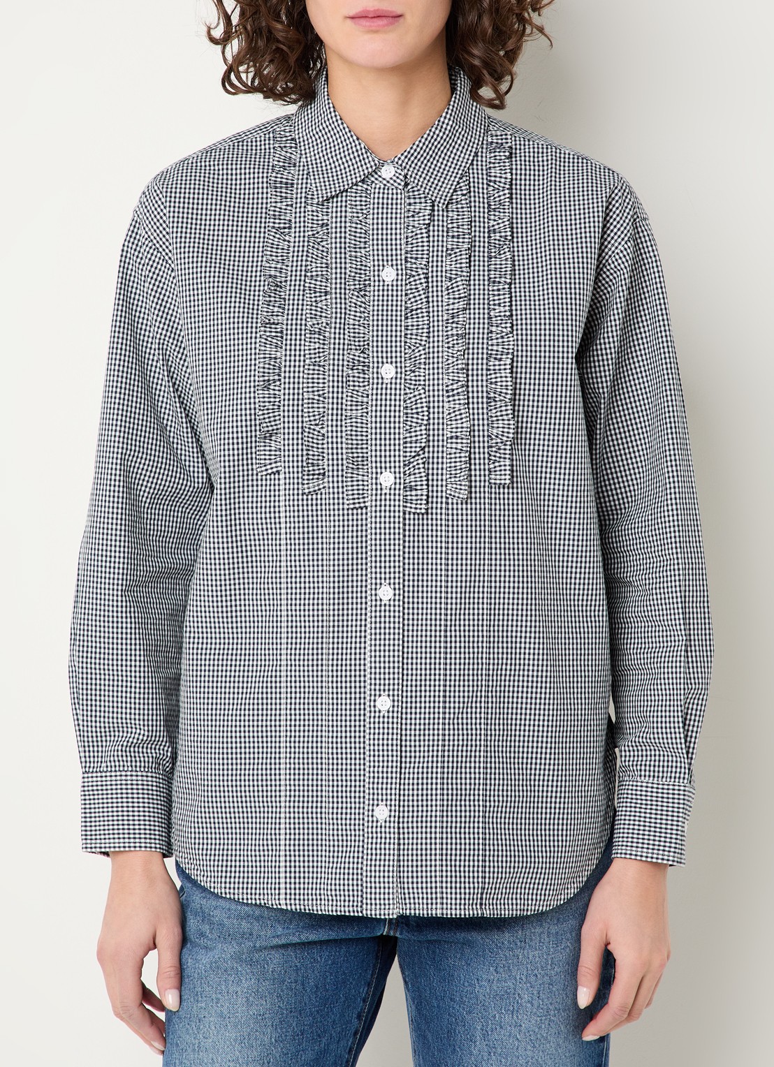 Levi's Novelty blouse met ruitdessin - detail donkerblauw