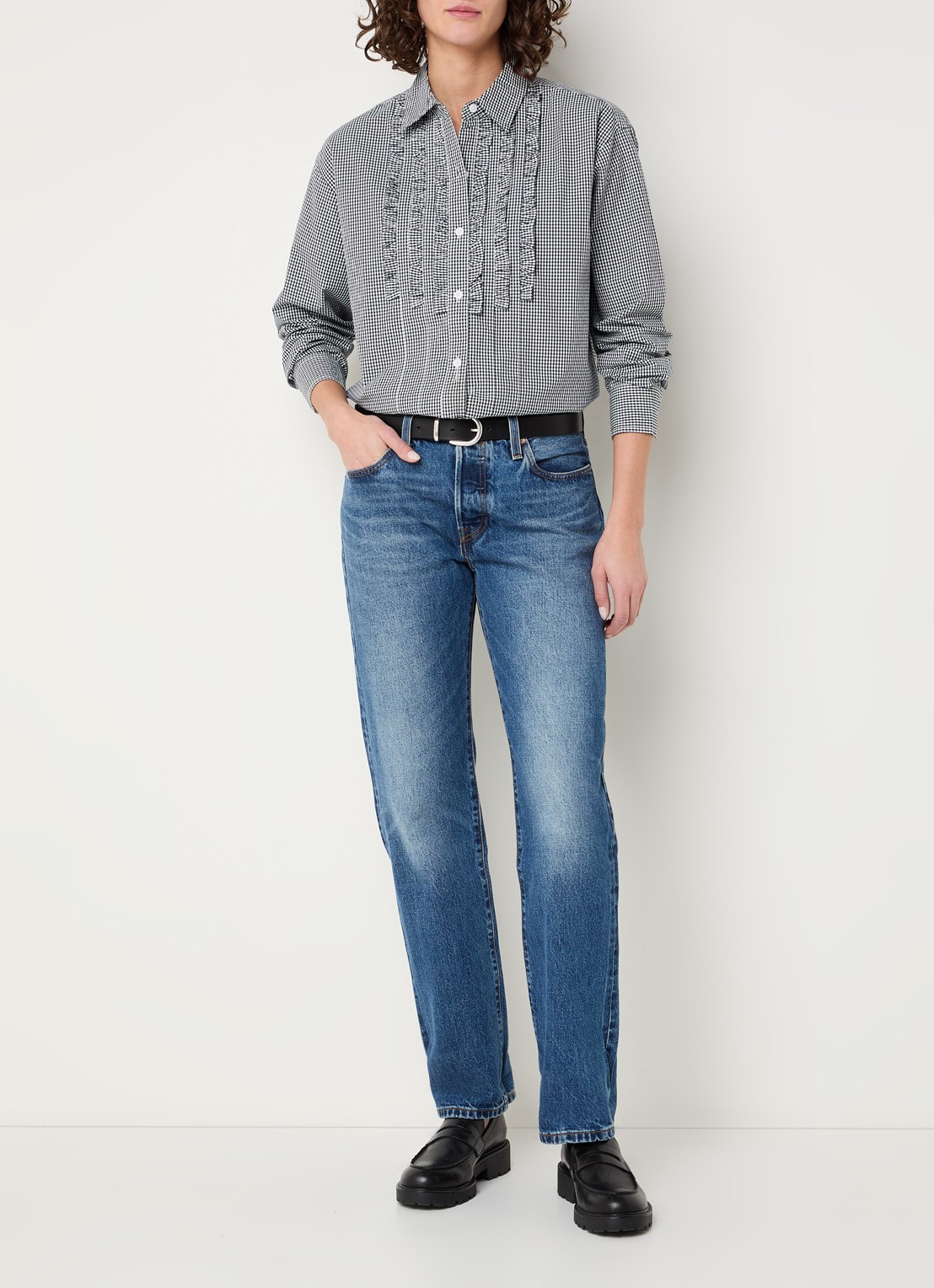Levi's Novelty blouse met ruitdessin - voorkant 4 donkerblauw