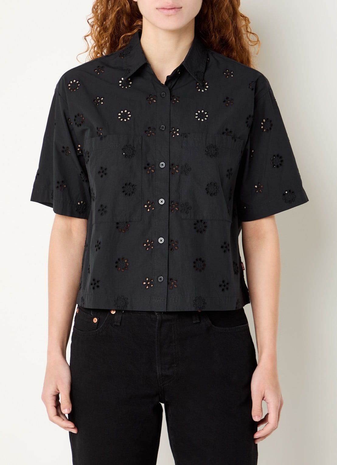 Levi's Novelty Harlie blouse met opengewerkt dessin - detail 2 zwart