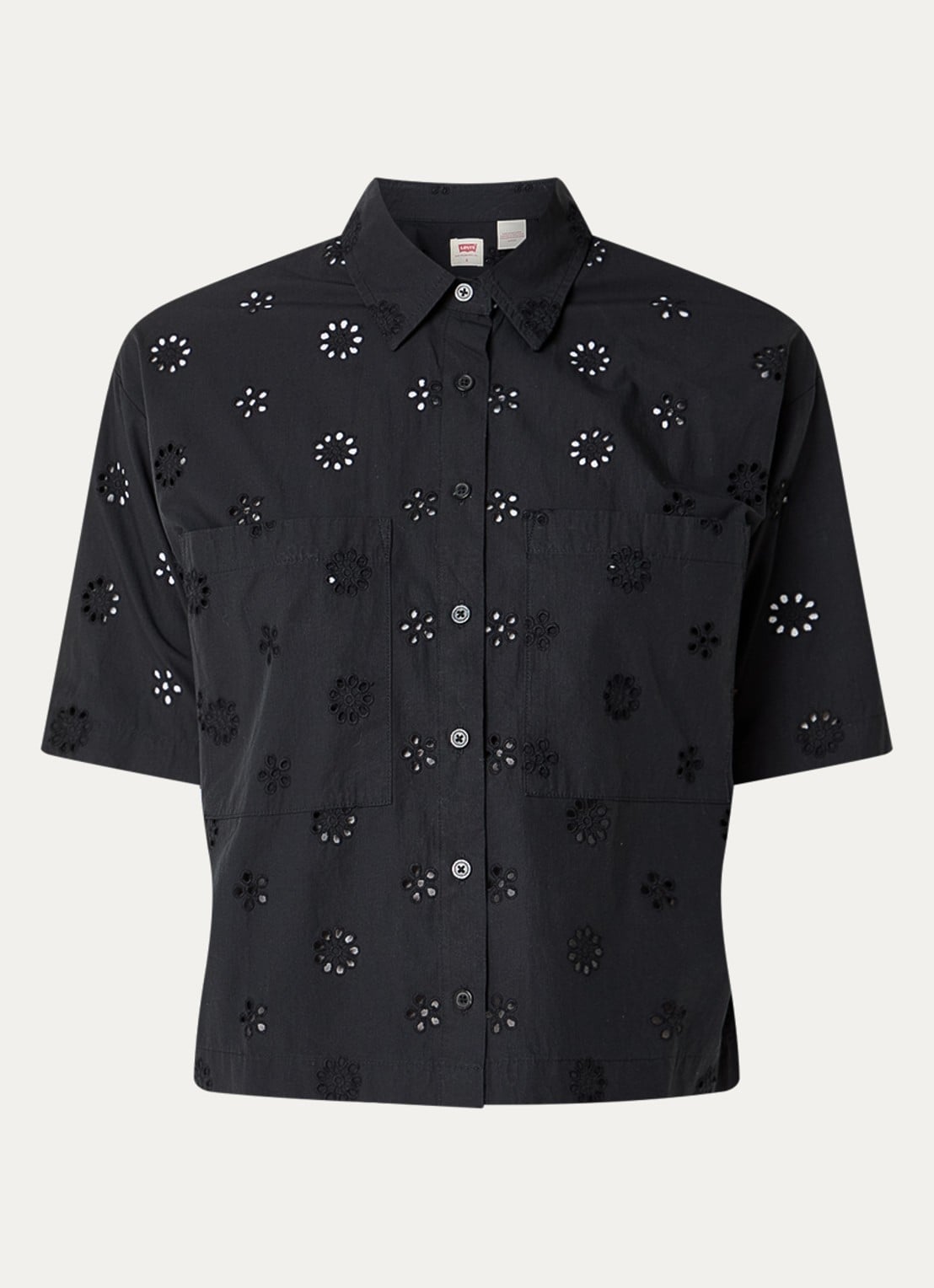 Levi's Novelty Harlie blouse met opengewerkt dessin - voorkant 3 zwart
