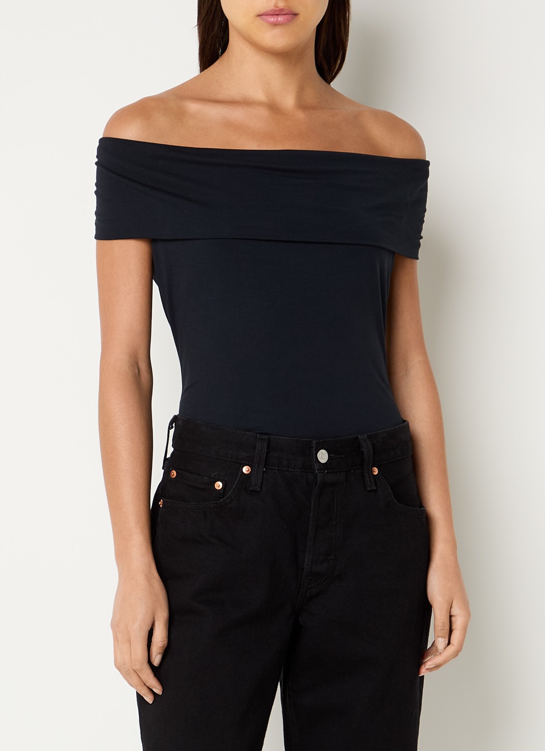 Levi's Off shoulder top - detail 4 zwart