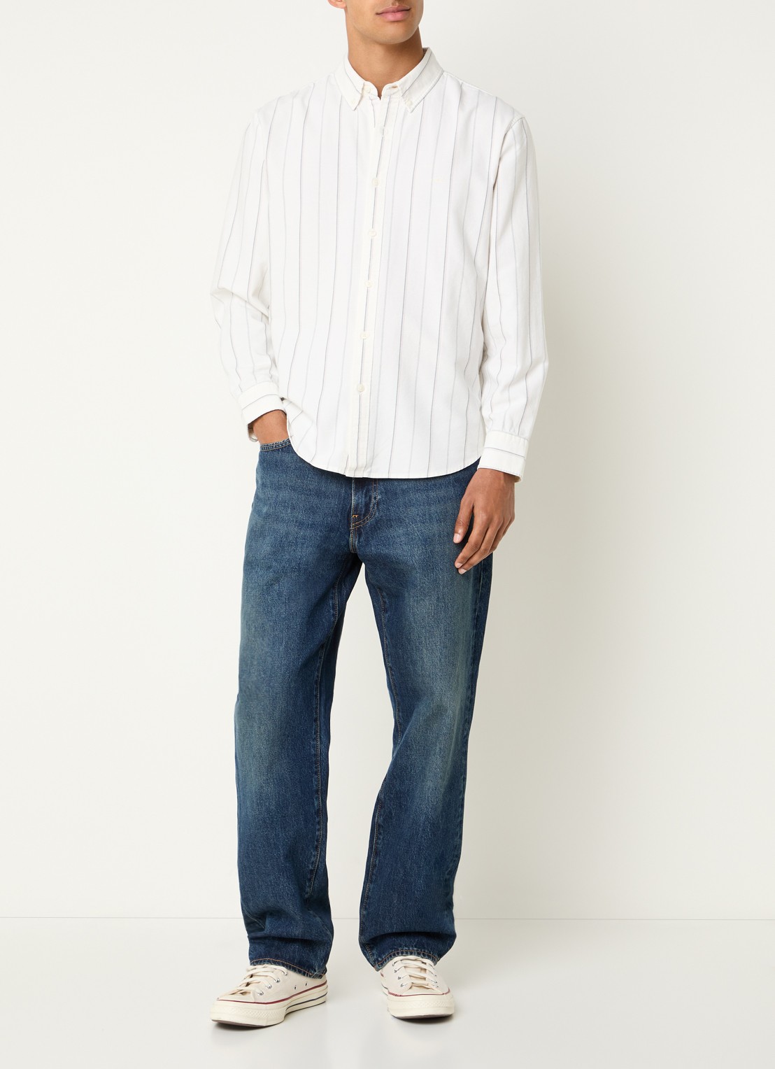 Levi's Oisin overhemd met streepprint - voorkant 2 gebroken wit