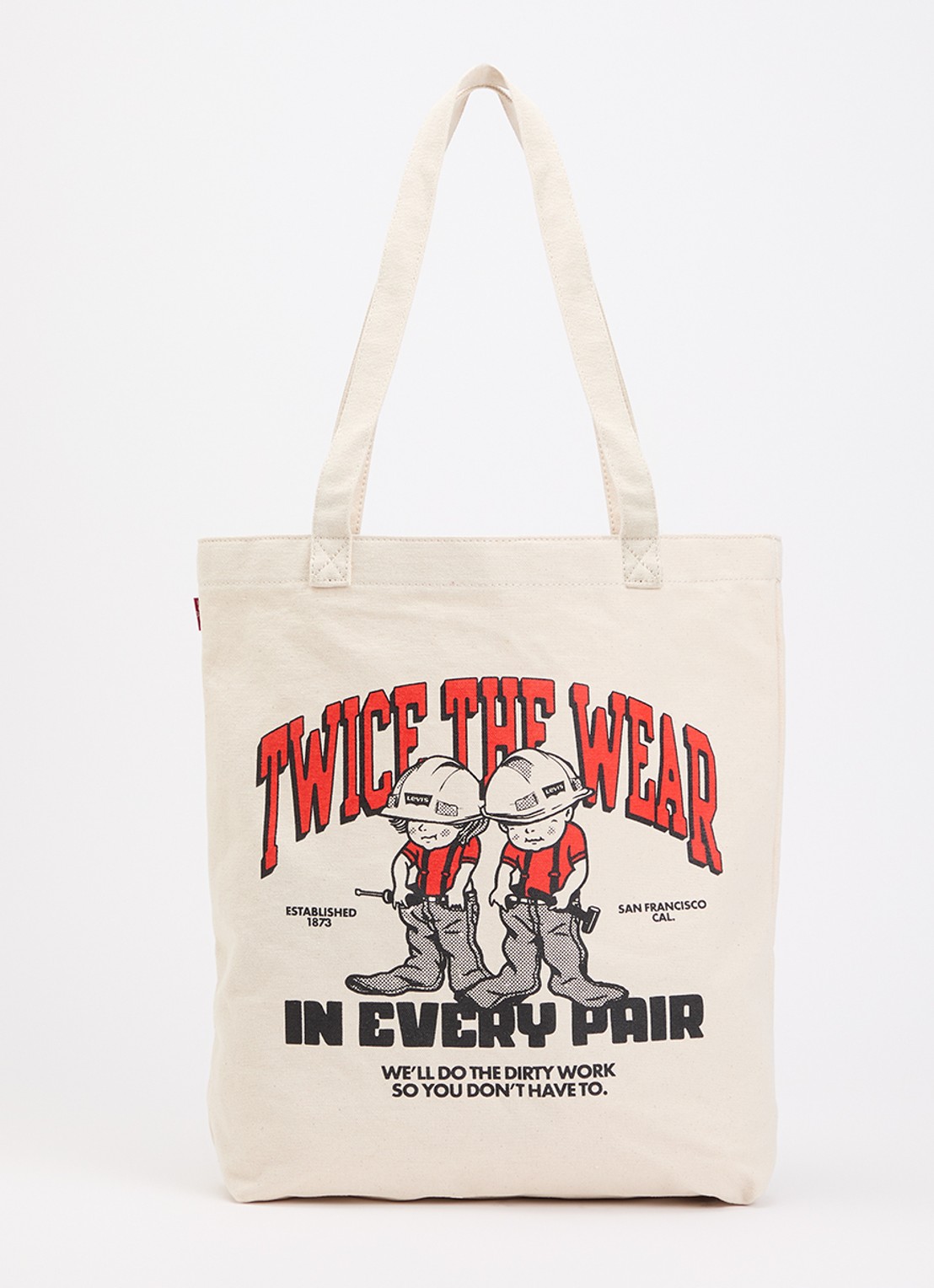 Levi's Oranges Workwear shopper van canvas met print - voorkant 2 creme