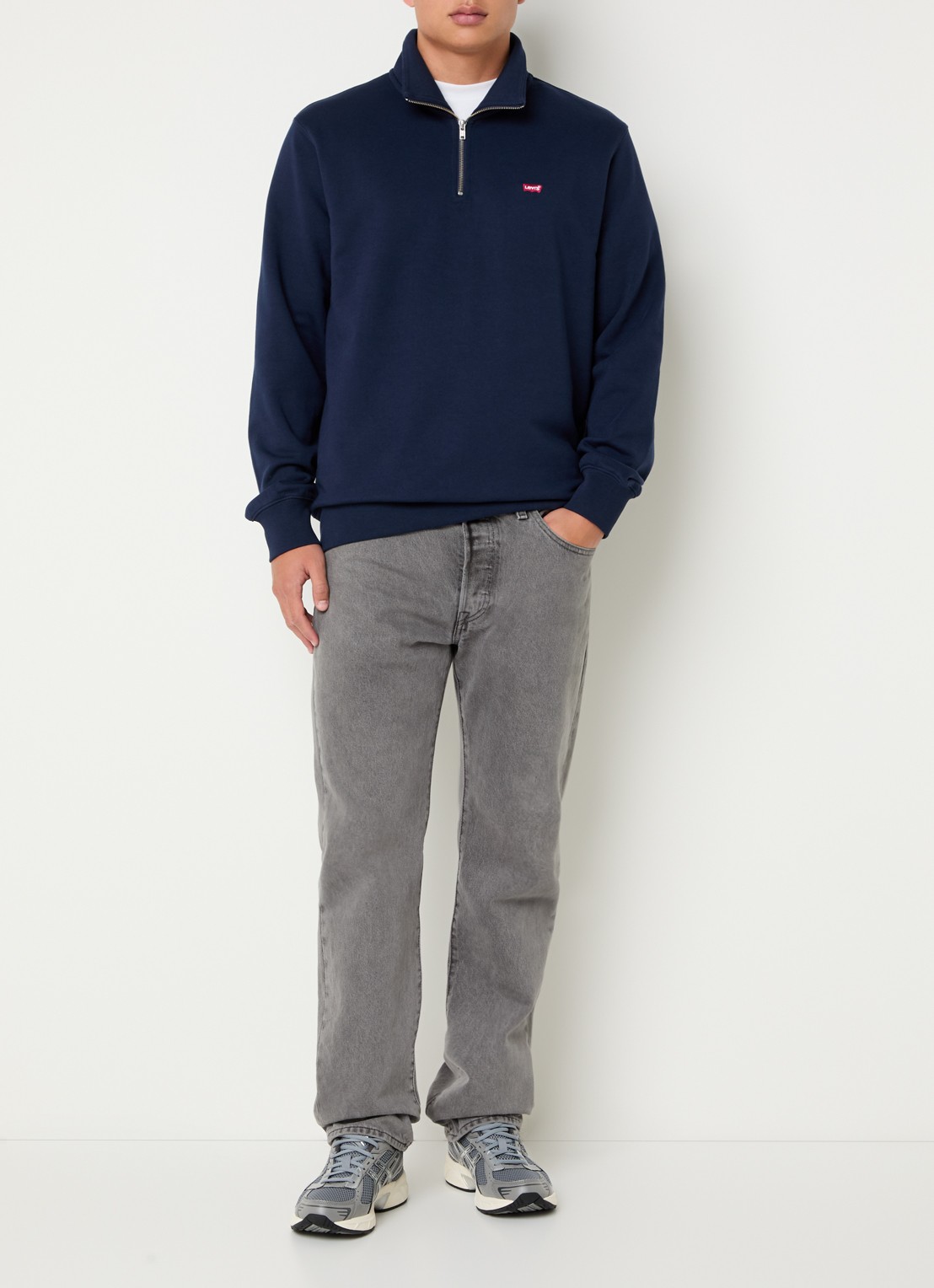 Levi's Original sweater met halve rits - voorkant 4 donkerblauw