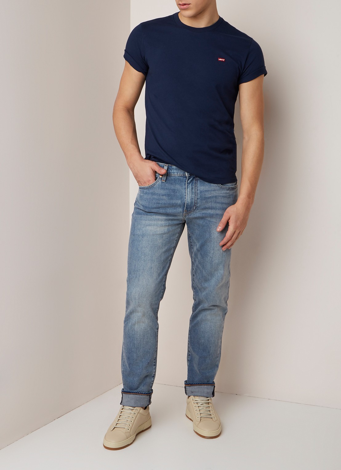 Levi's Original T-shirt van katoen met logo - voorkant 2 donkerblauw