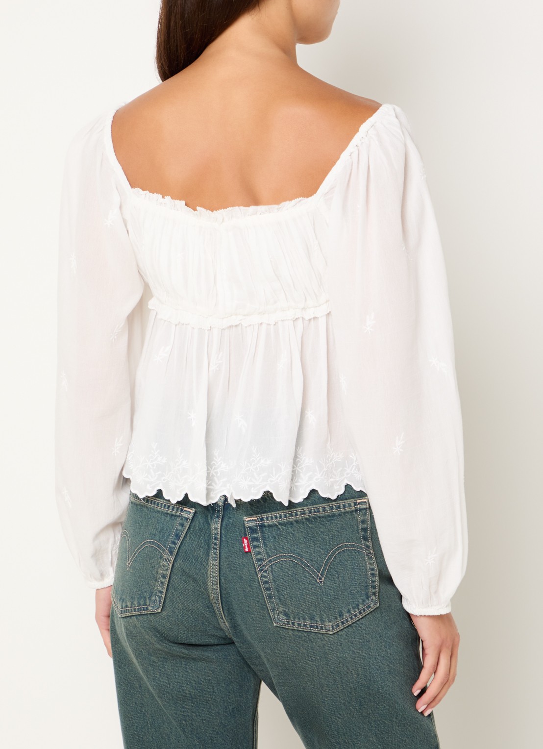 Levi's Ottie semi-transparante top met ballonmouw - achterkant gebroken wit