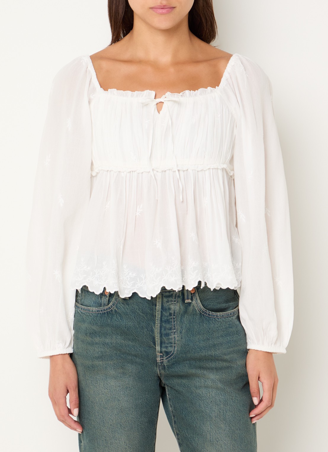 Levi's Ottie semi-transparante top met ballonmouw - detail 4 gebroken wit