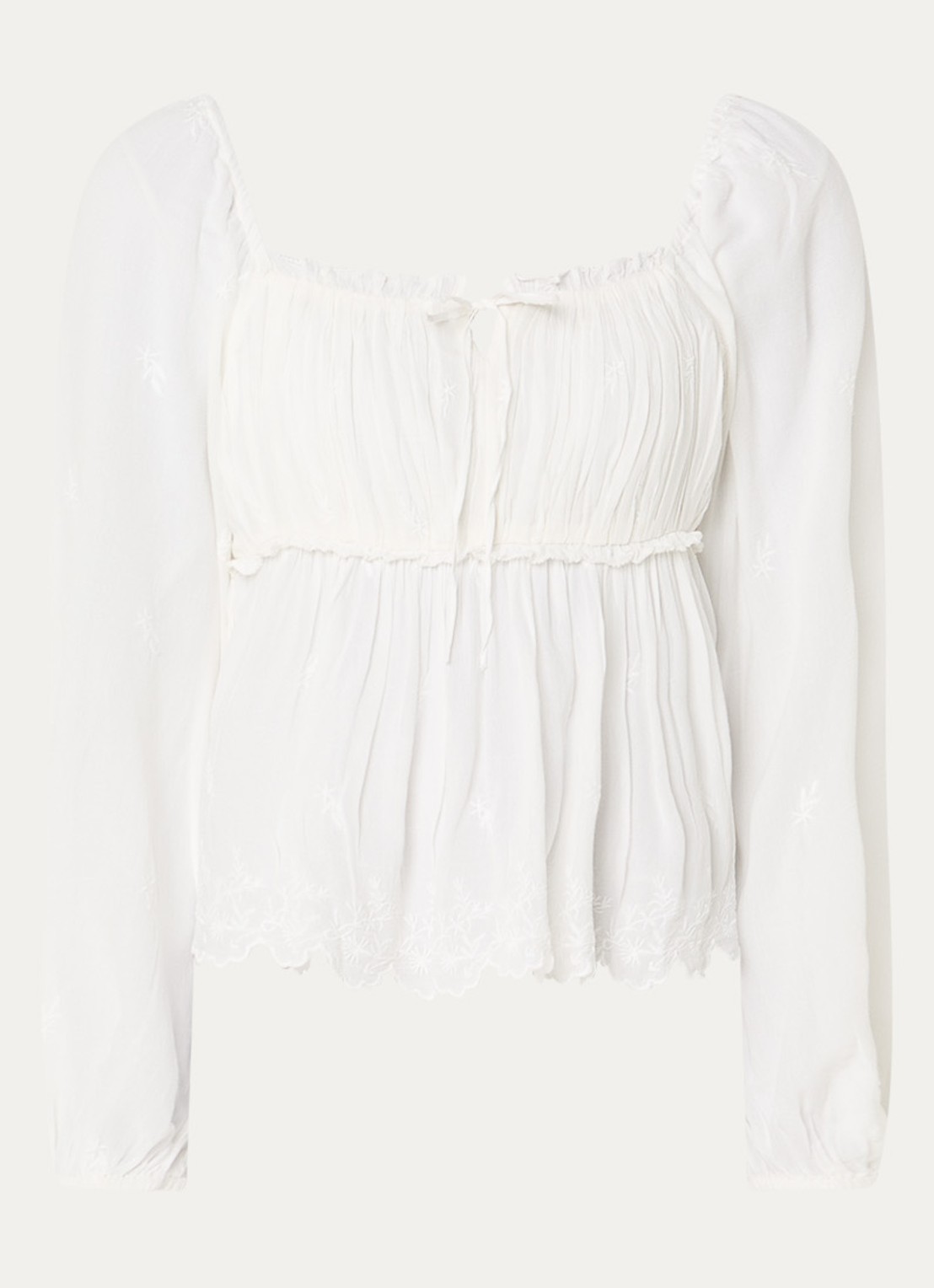 Levi's Ottie semi-transparante top met ballonmouw - voorkant 2 gebroken wit