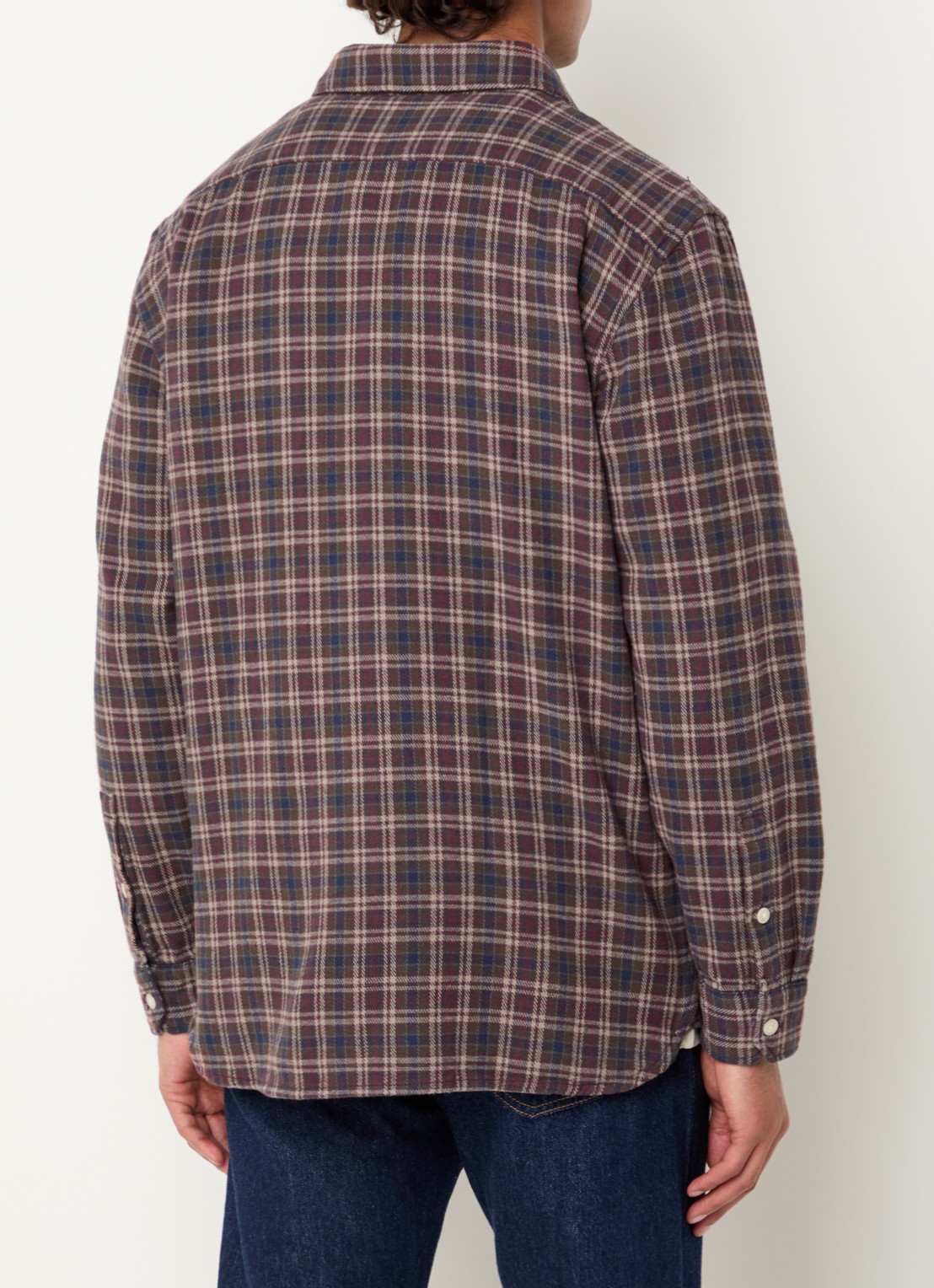 Levi's Overshirt met ruitdessin en borstzak - achterkant donkerrood