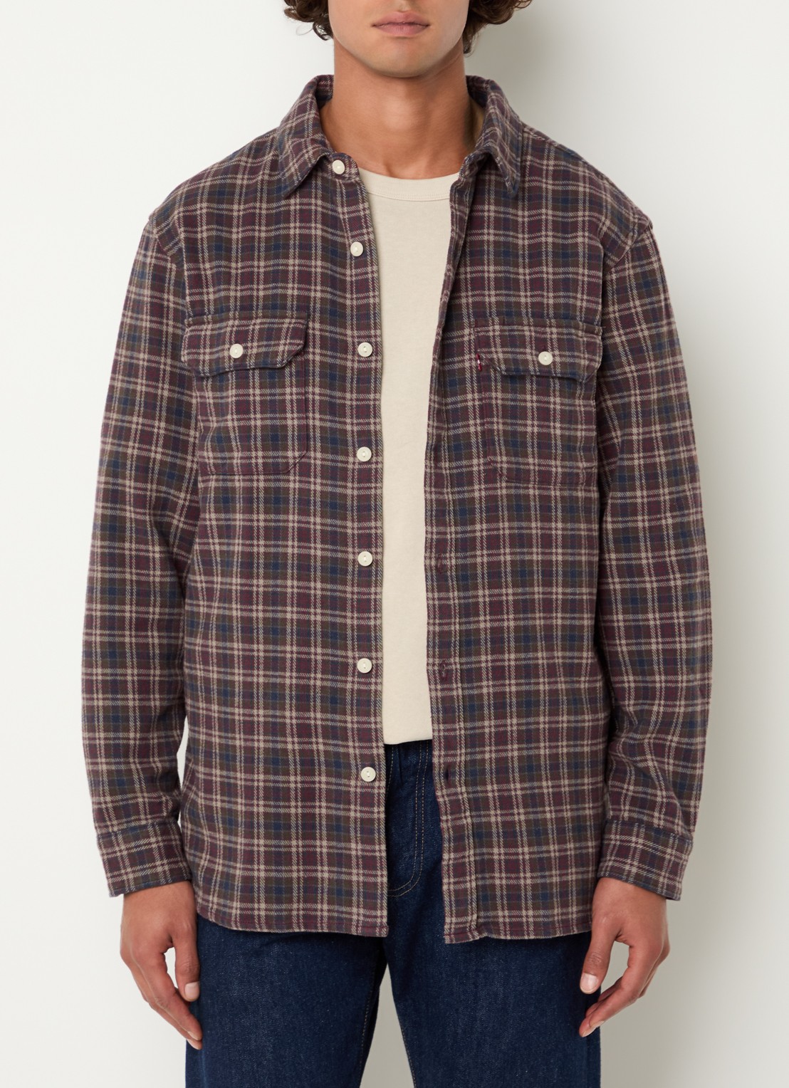 Levi's Overshirt met ruitdessin en borstzak - detail 4 donkerrood