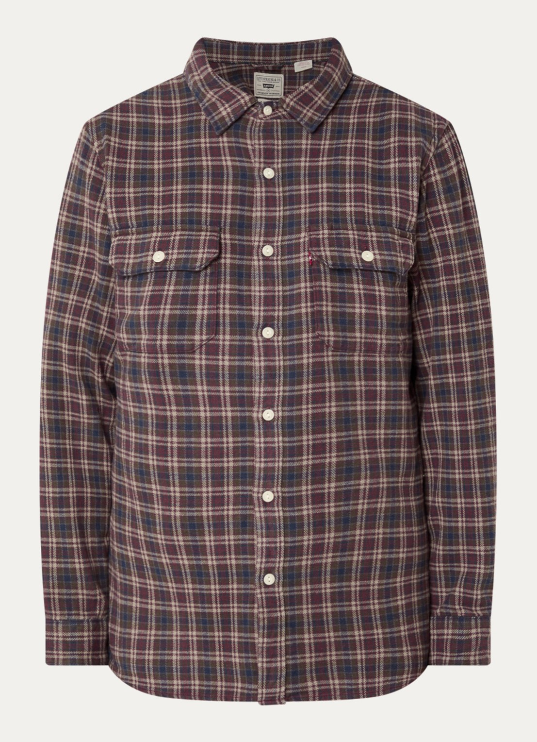 Levi's Overshirt met ruitdessin en borstzak - voorkant 2 donkerrood