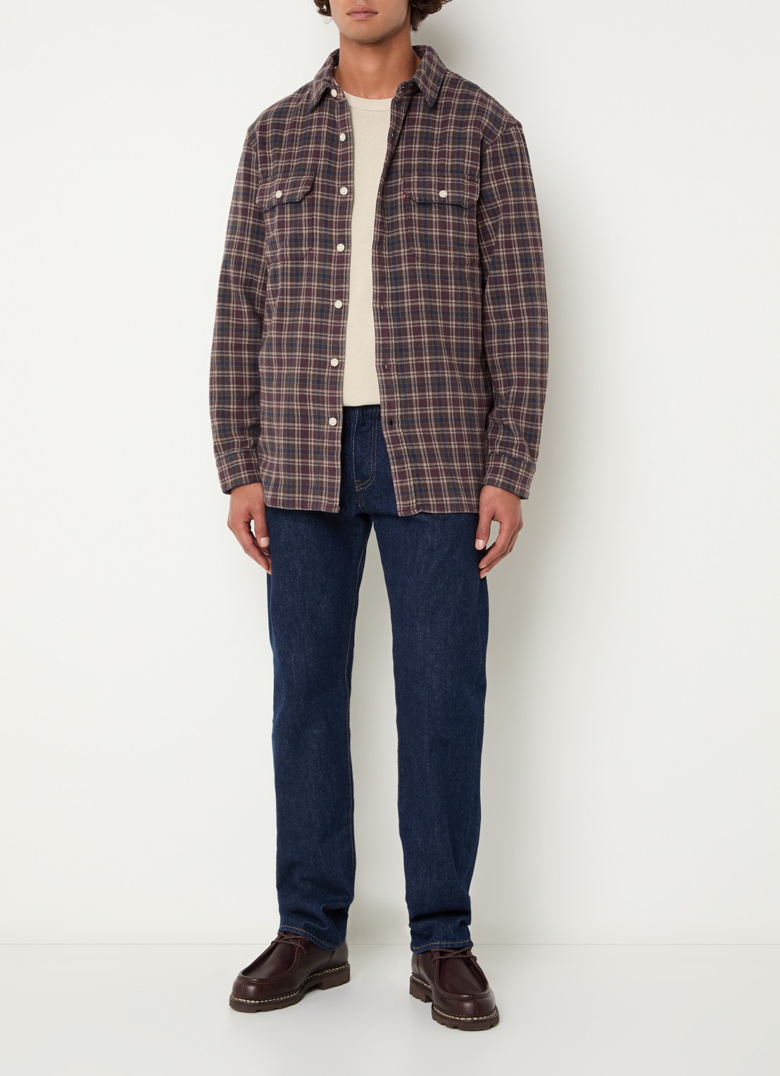 Levi's Overshirt met ruitdessin en borstzak - voorkant 3 donkerrood