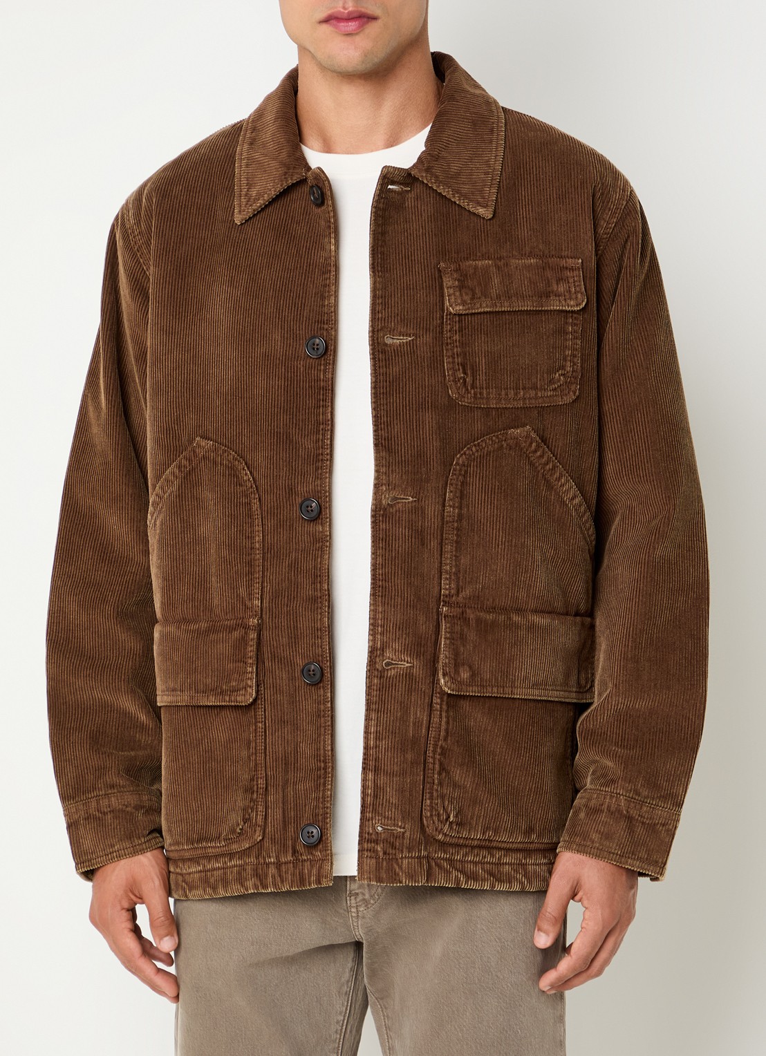 Levi's Overshirt van corduroy met borstzakken - detail bruin