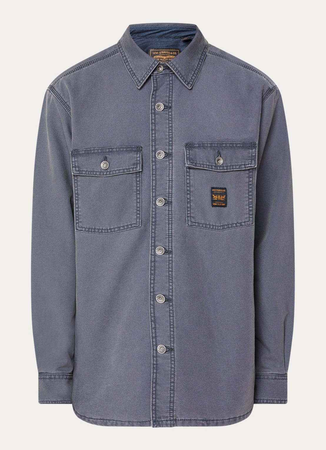 Levi's Overshirt van denim met borstzak - voorkant 2 grijs