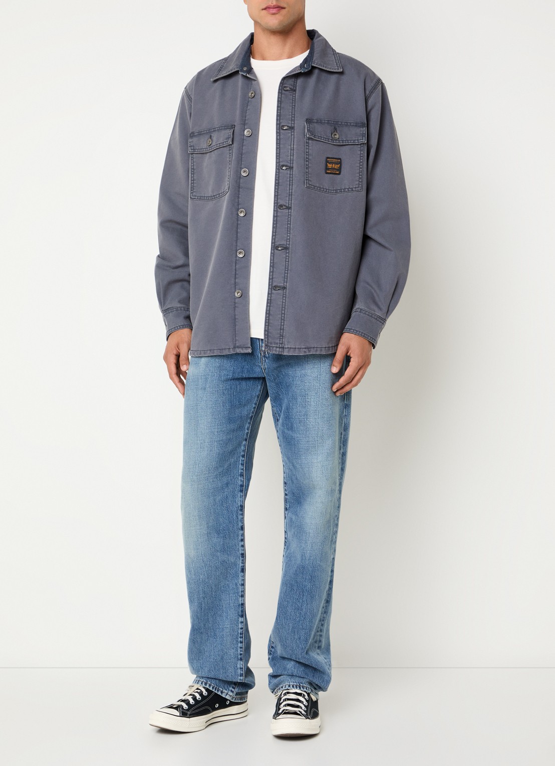 Levi's Overshirt van denim met borstzak - voorkant 3 grijs