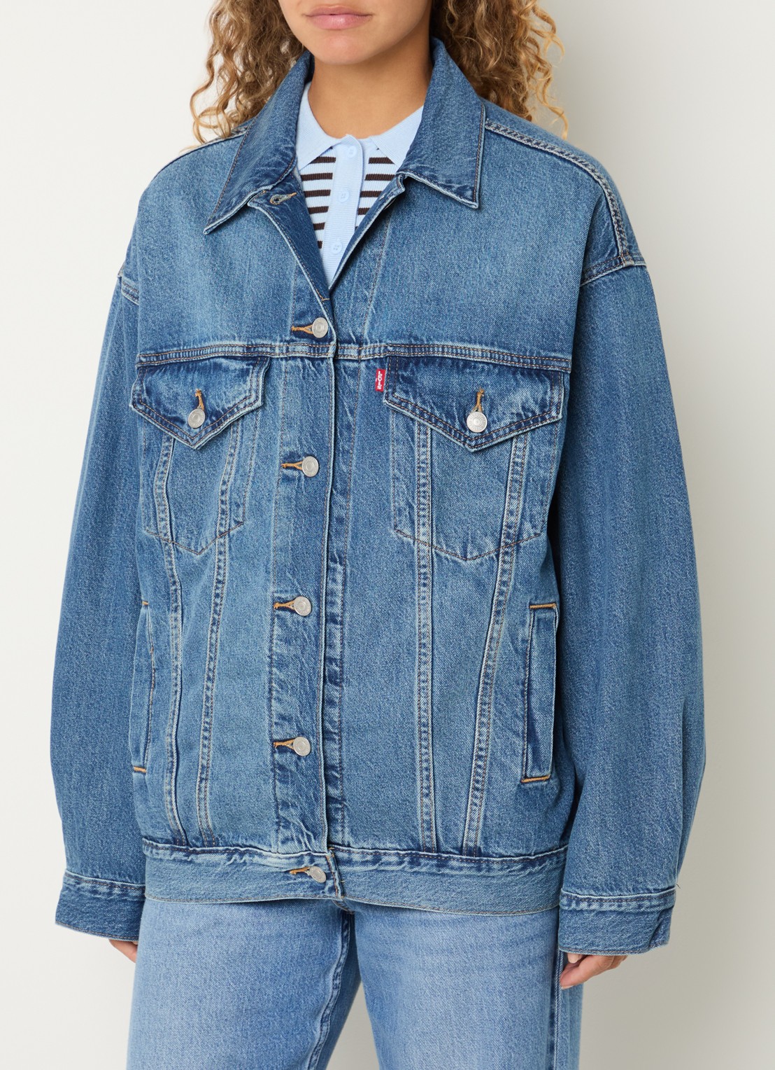 Levi's Oversized spijkerjas met steekzakken - detail 4 indigo