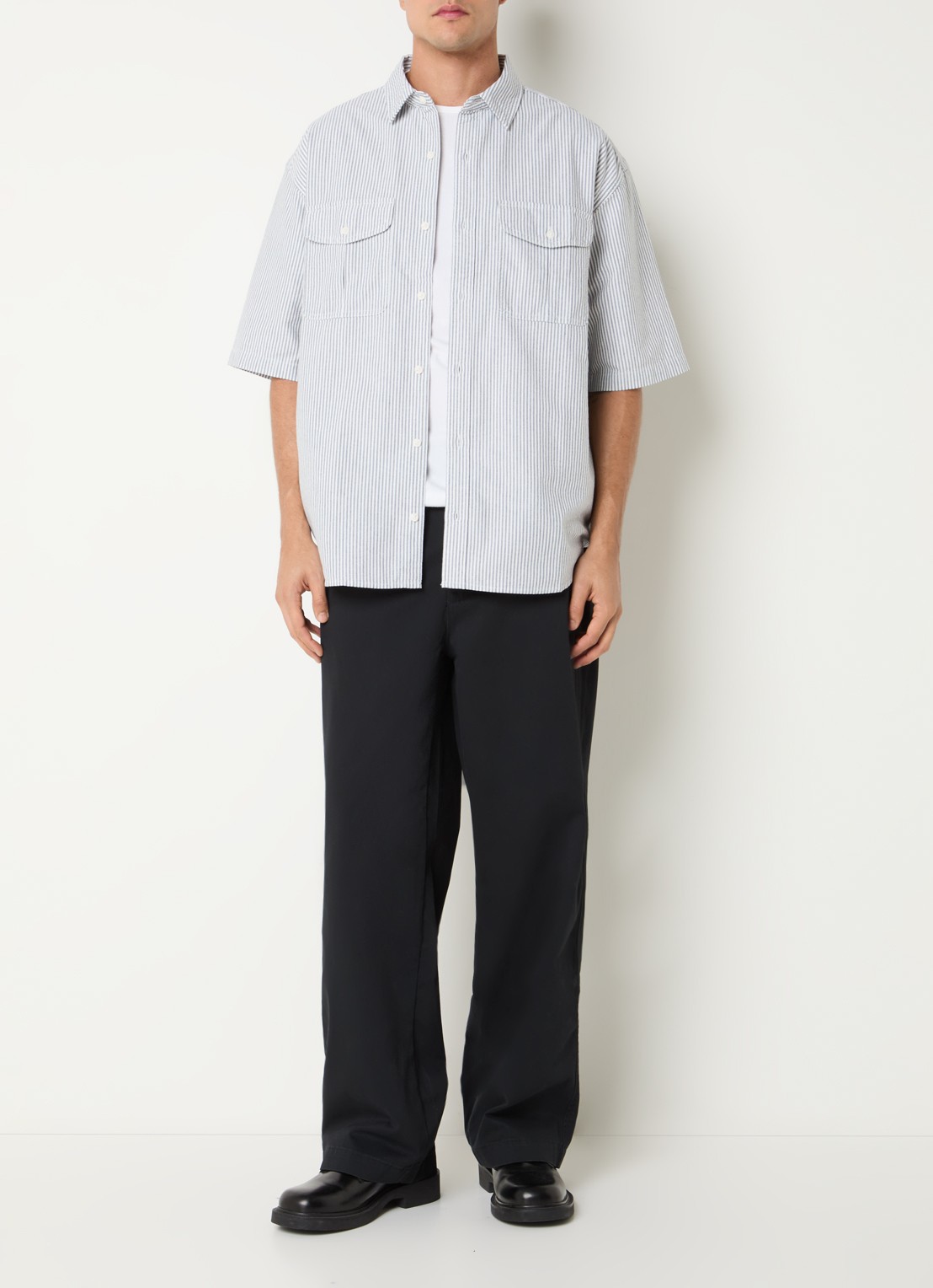 Levi's Pacifica regular fit overhemd met streepprint - voorkant 4 antraciet