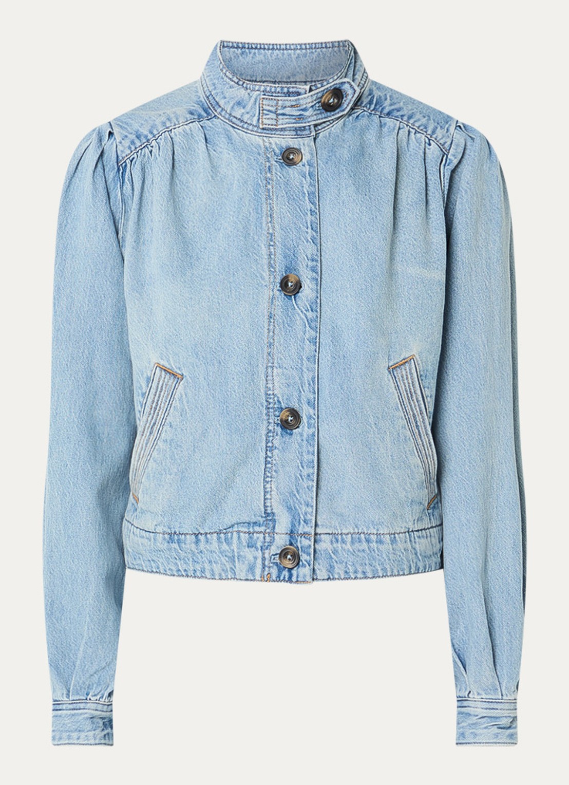 Levi's Parker spijkerjas met steekzakken en ballonmouw - voorkant 2 blauwgrijs
