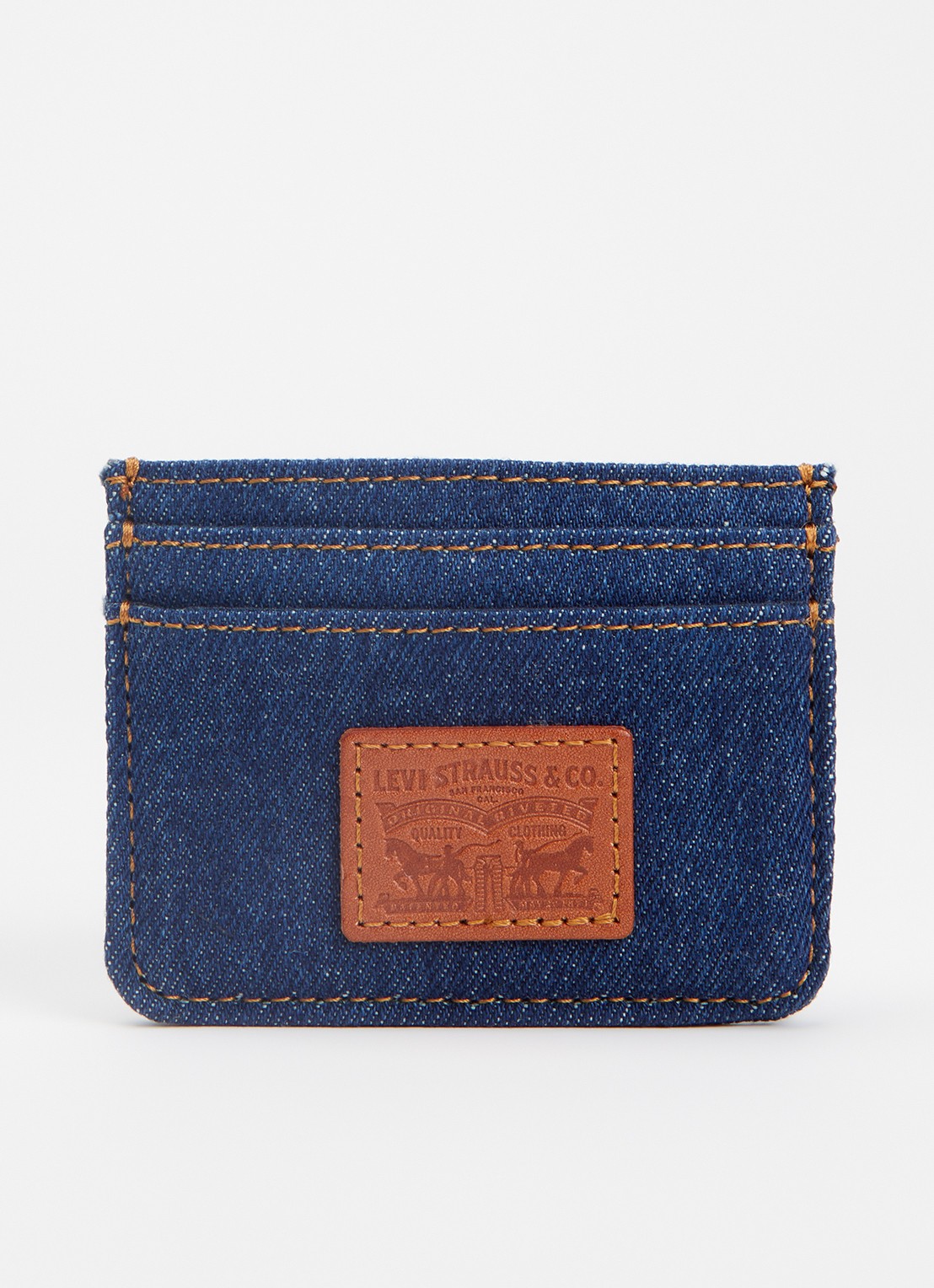 Levi's Pasjeshouder van denim met logo - voorkant indigo
