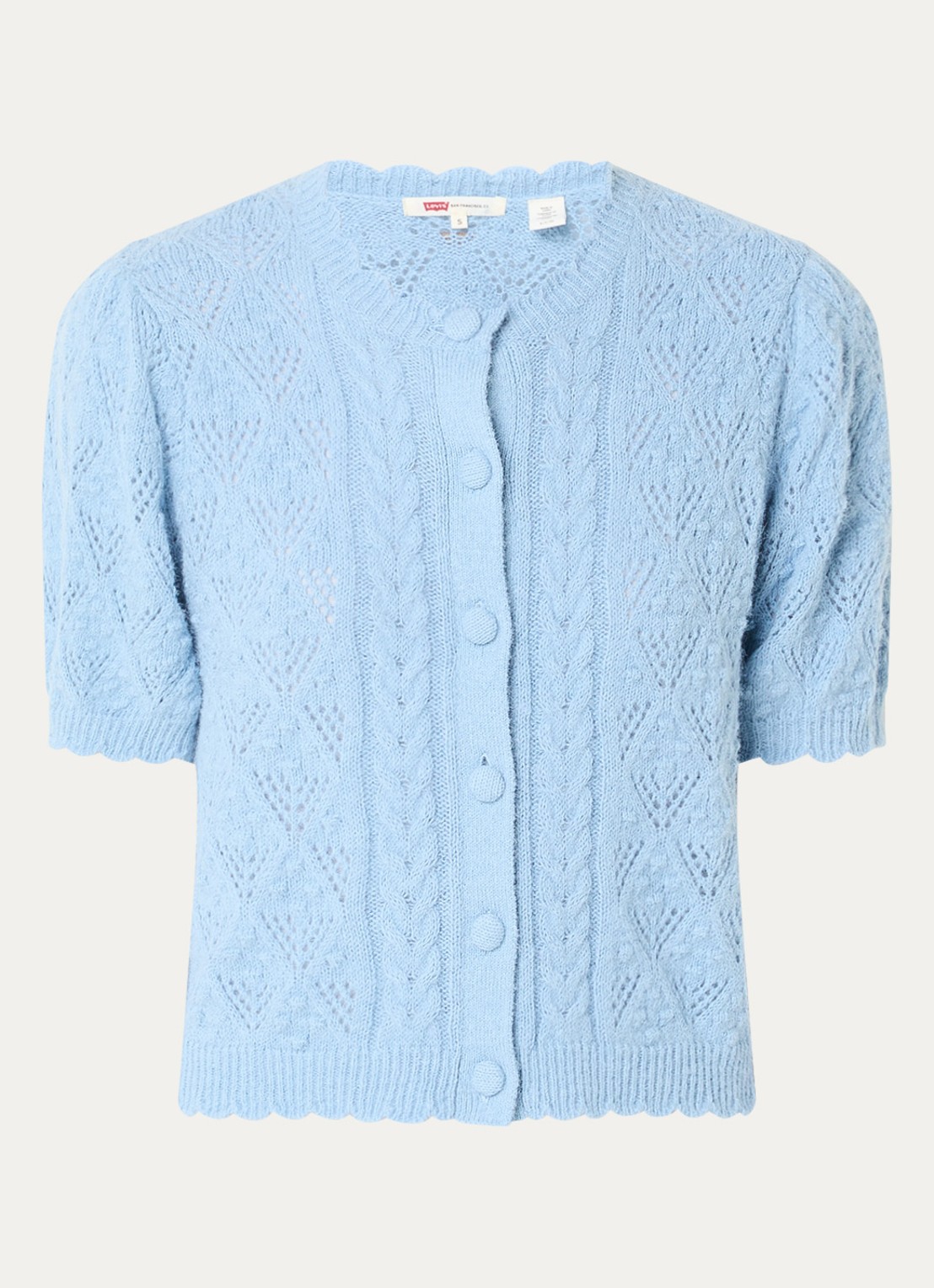 Levi's Pauline kabelgebreide trui in wolblend - voorkant blauw