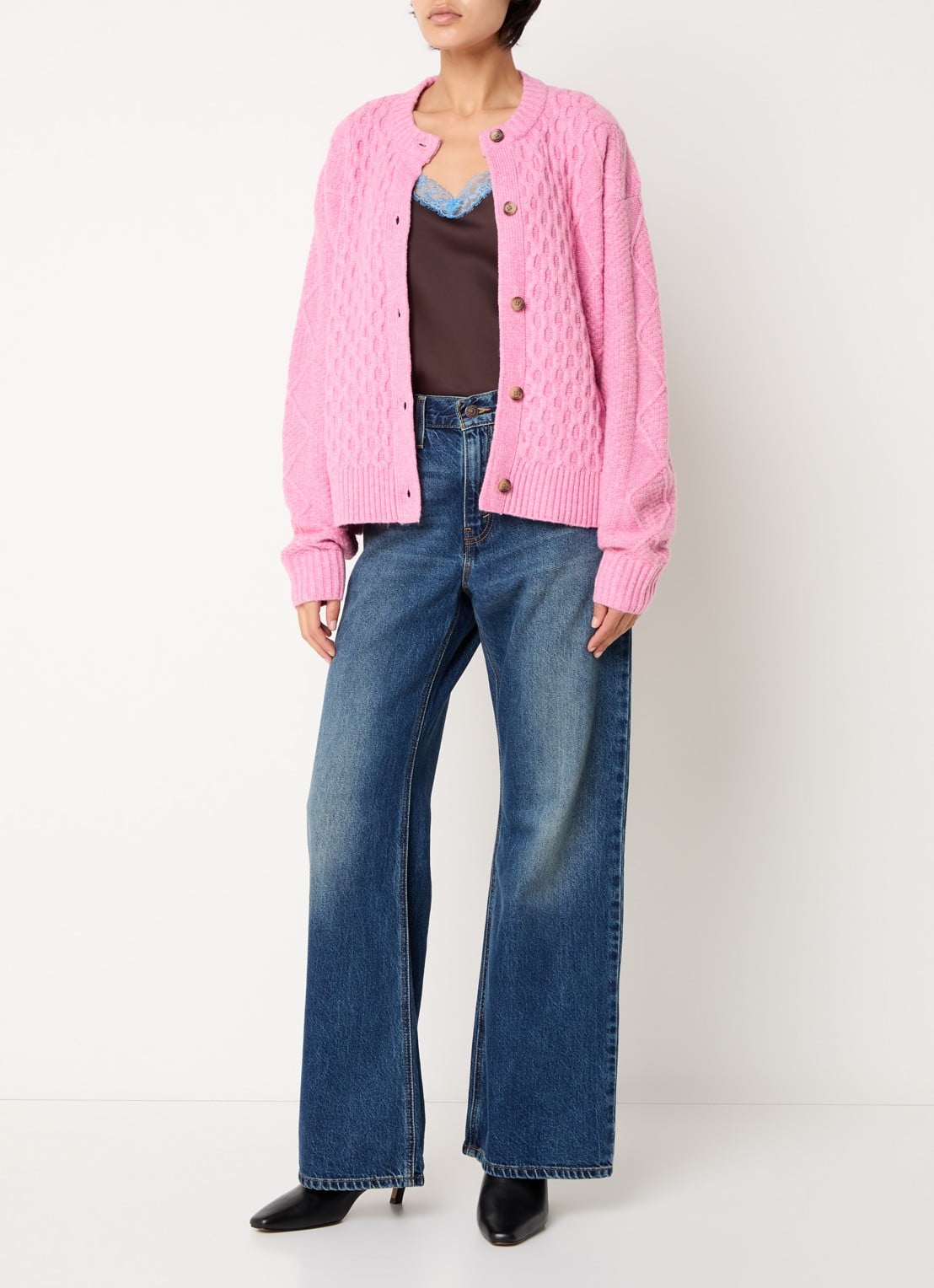 Levi's Phoenix high waist loose fit jeans met medium wassing - voorkant 2 indigo