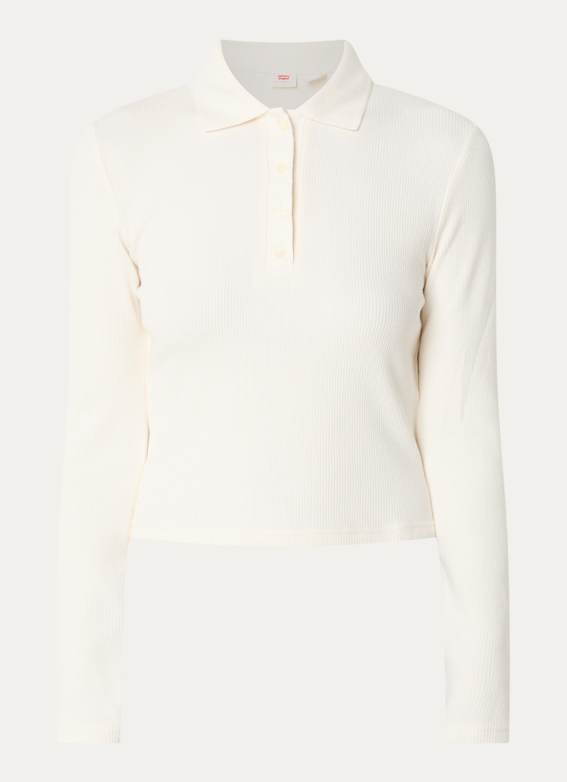 Levi's Polo met ribstructuur - voorkant 2 gebroken wit