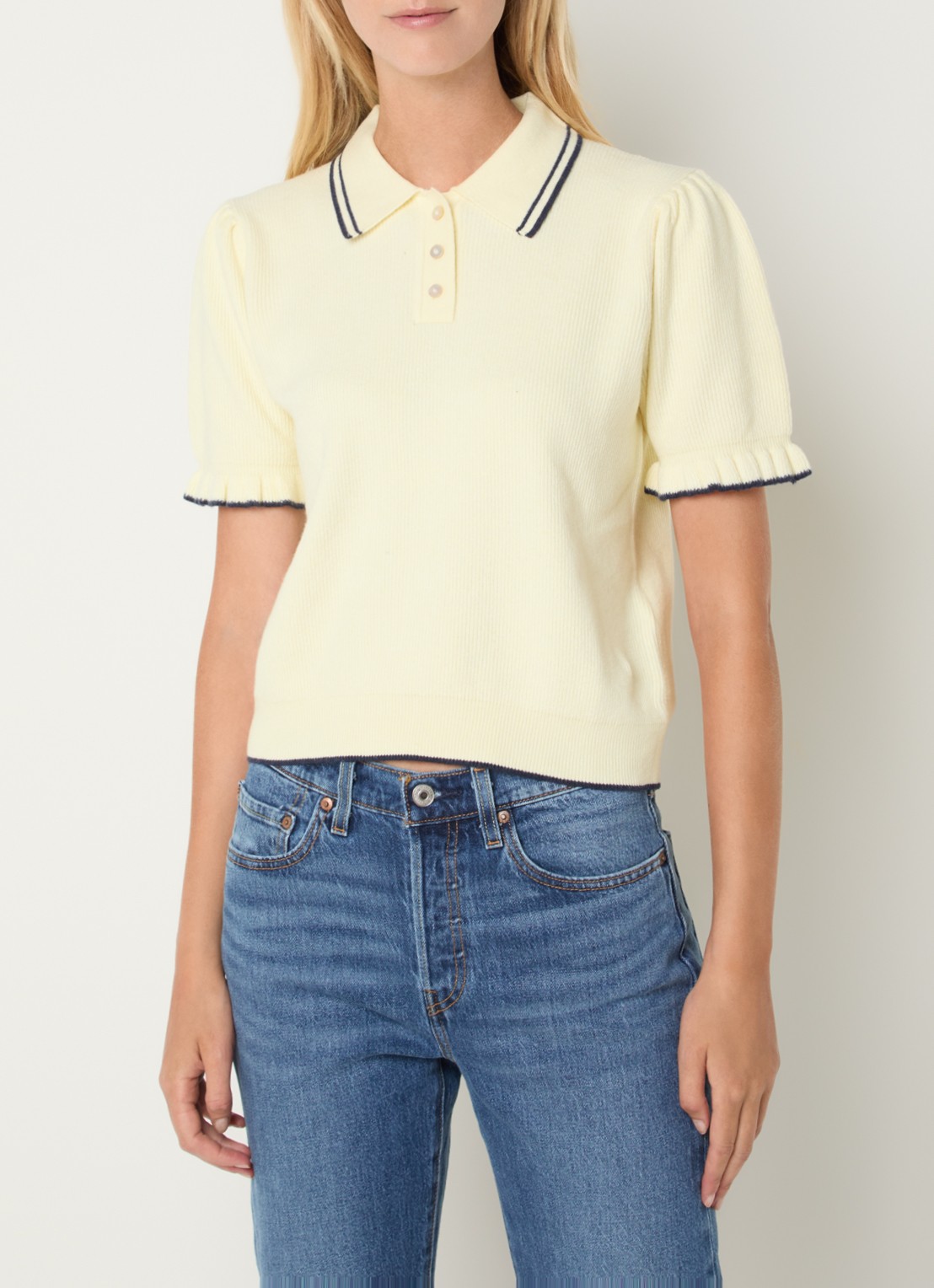 Levi's Polo met stretch - detail lichtgeel