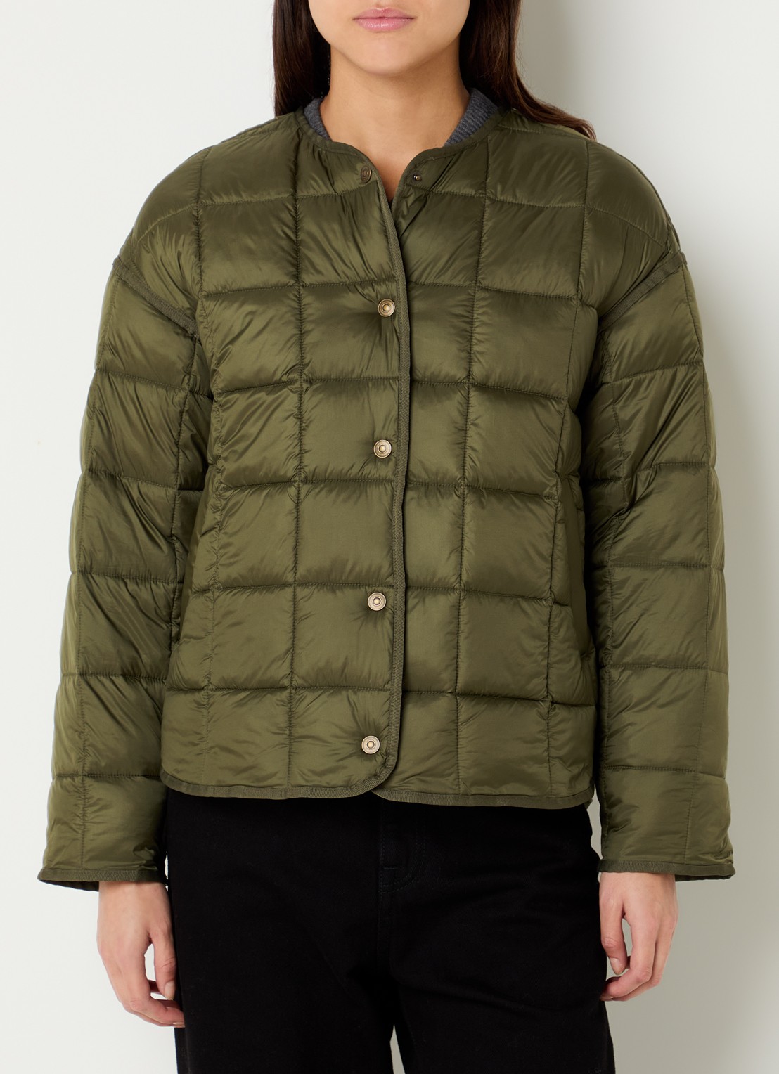 Levi's Poppy jack met quilt patroon en steekzakken - detail mosgroen