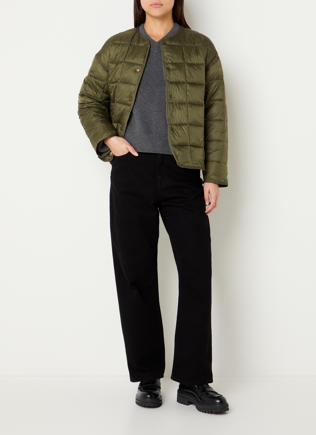 Levi's Poppy jack met quilt patroon en steekzakken - voorkant 4 mosgroen