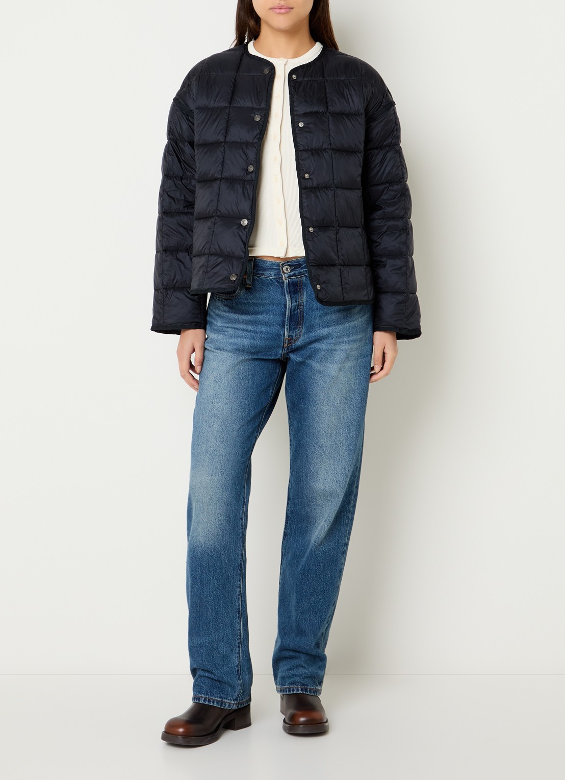 Levi's Poppy jack met quilt patroon en steekzakken - voorkant 4 zwart