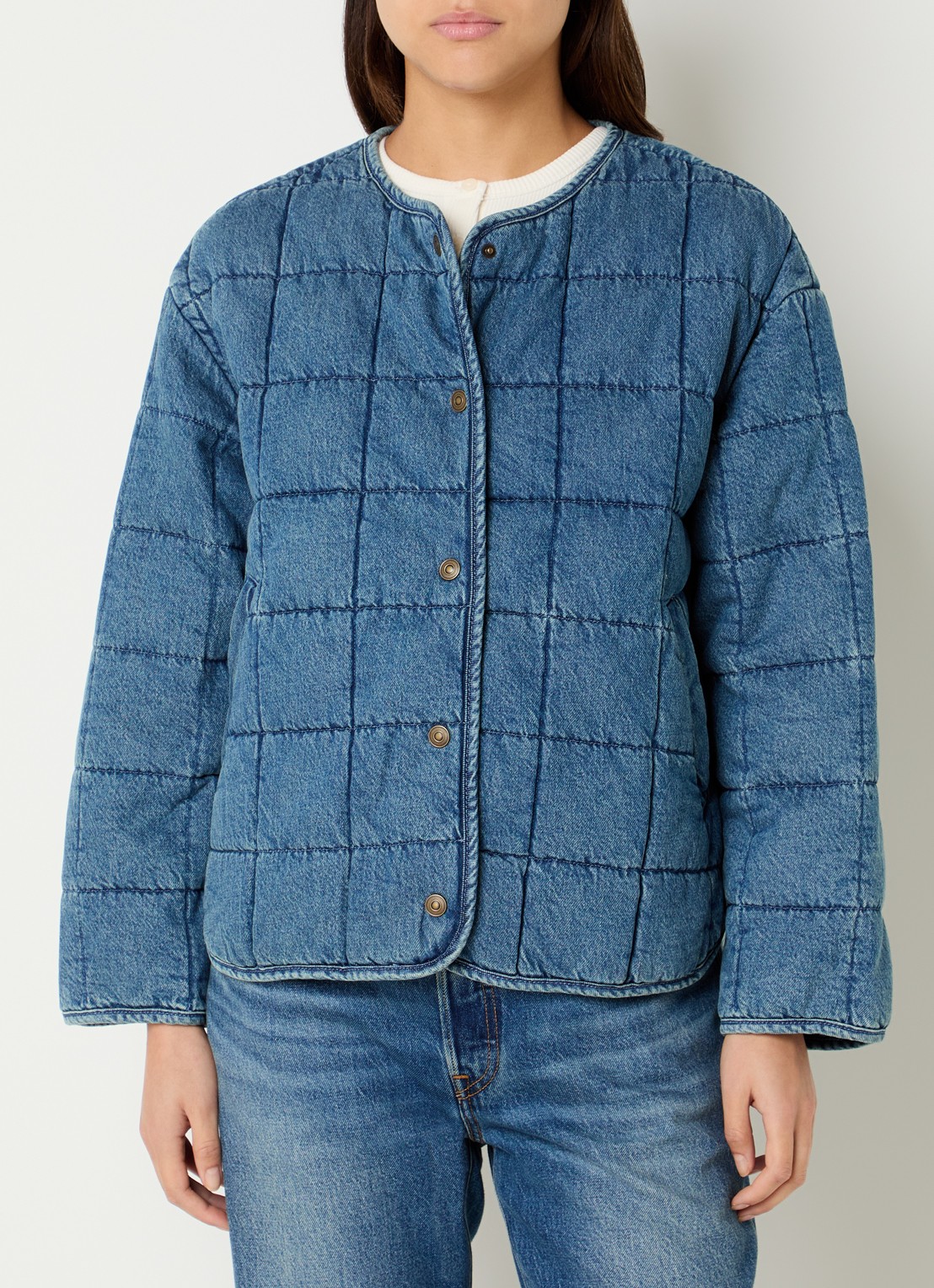 Levi's Poppy jack van denim met quilt patroon - detail 4 indigo