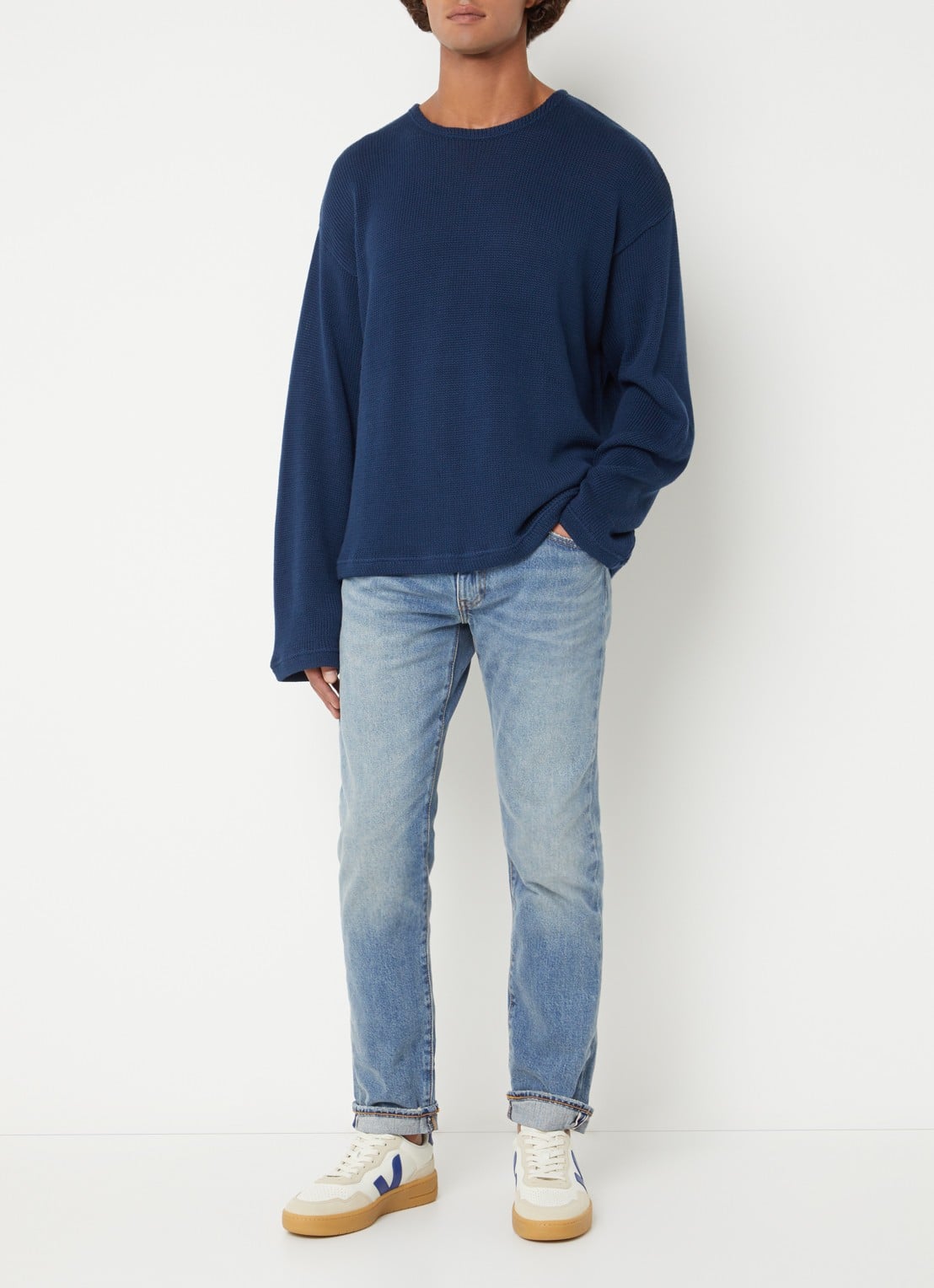 Levi's Posey grofgebreide pullover - voorkant 3 donkerblauw