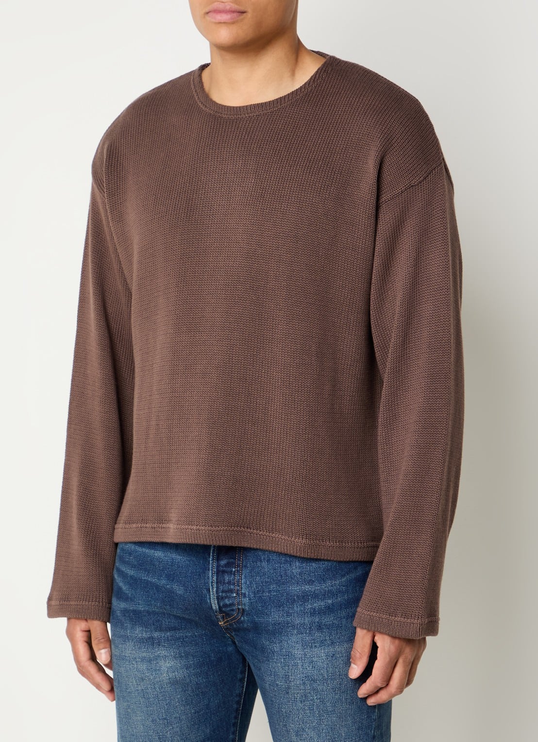 Levi's Posey grofgebreide sweater met ronde hals - detail bruin