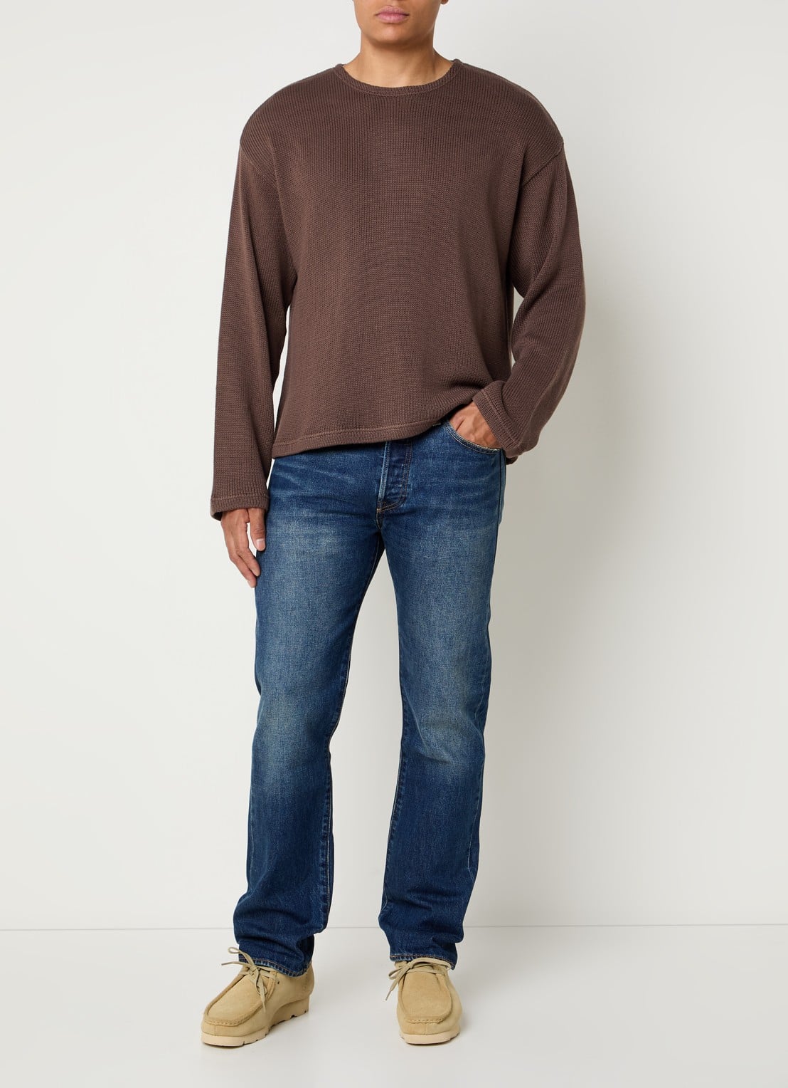 Levi's Posey grofgebreide sweater met ronde hals - voorkant 3 bruin