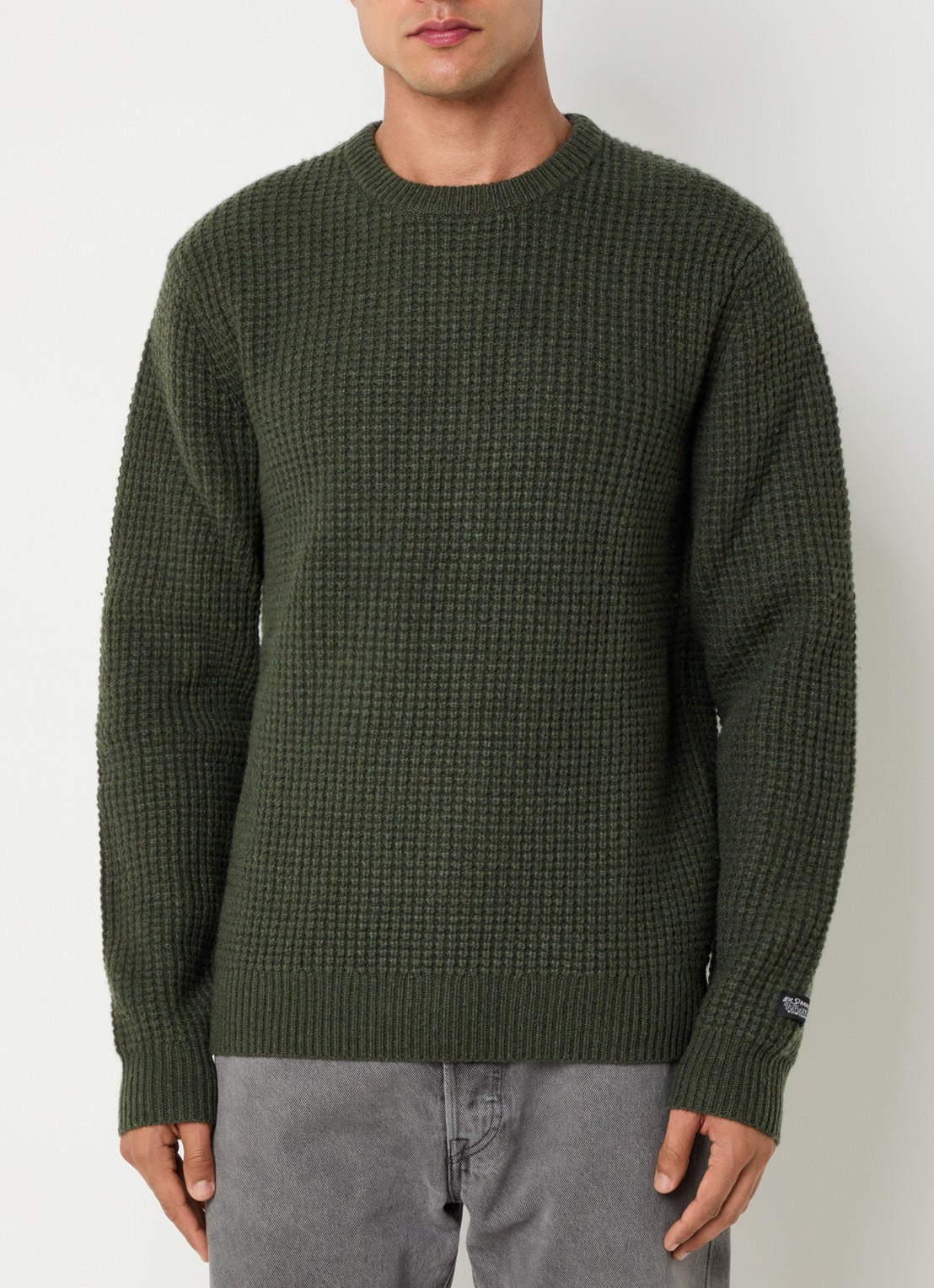 Levi's Presidio grofgebreide trui in wolblend - detail bronsgroen