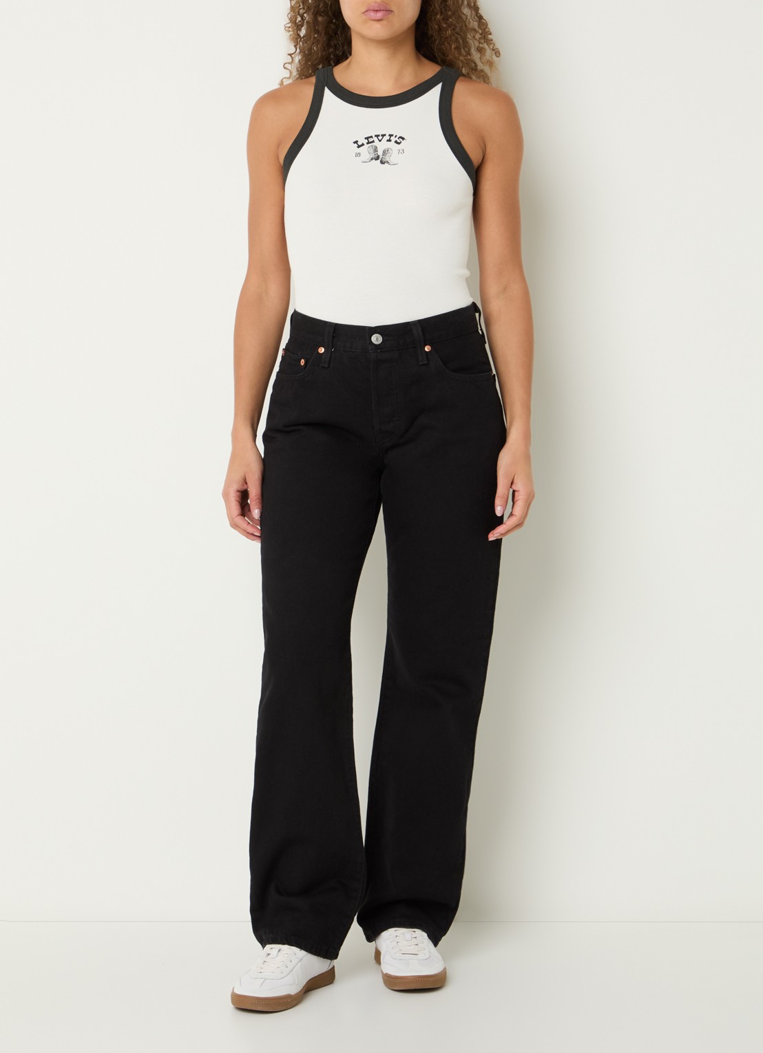 Levi's Racer tanktop met logoprint - voorkant 3 gebroken wit