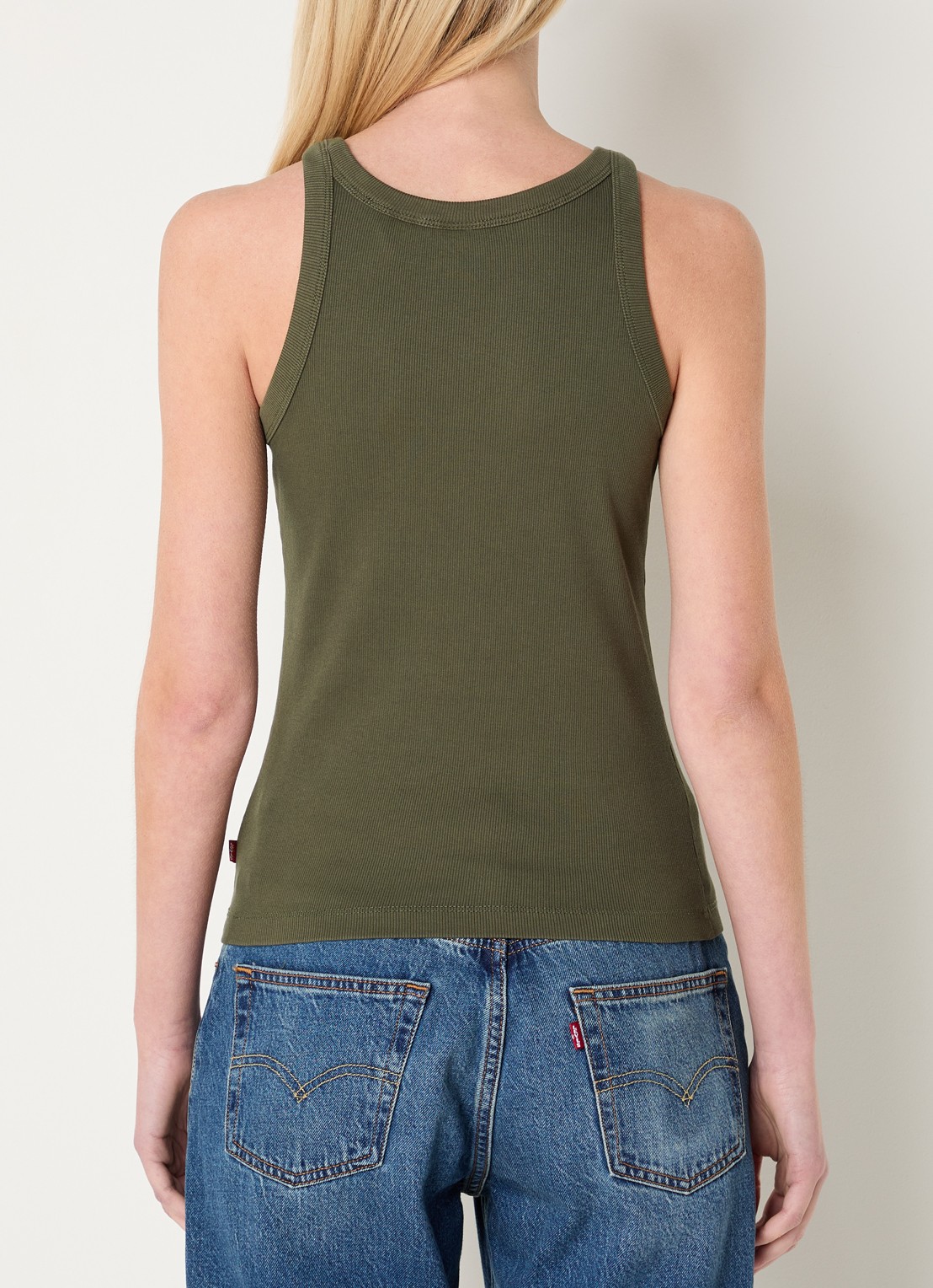 Levi's Racer tanktop met ronde hals - achterkant 3 bronsgroen