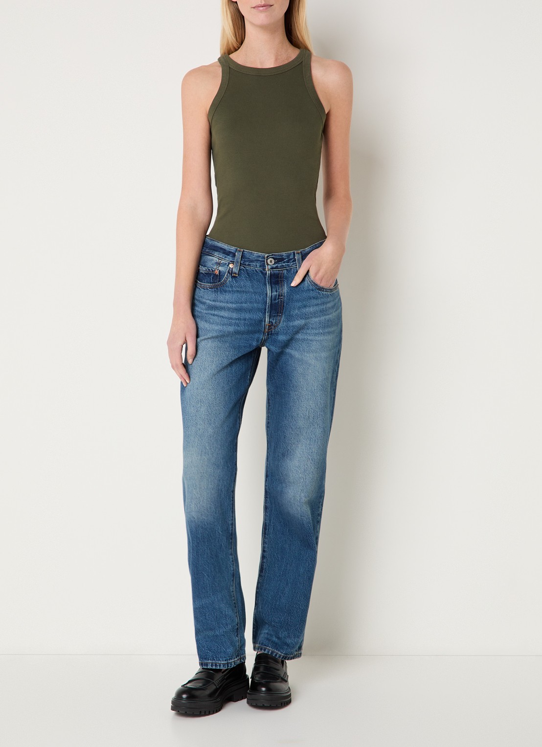 Levi's Racer tanktop met ronde hals - voorkant 2 bronsgroen
