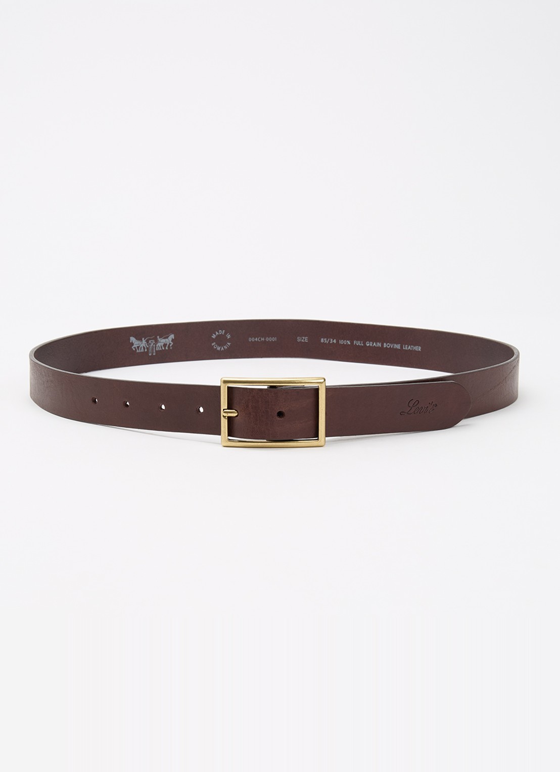 Levi's Rectangle riem van leer - voorkant 2 donkerbruin