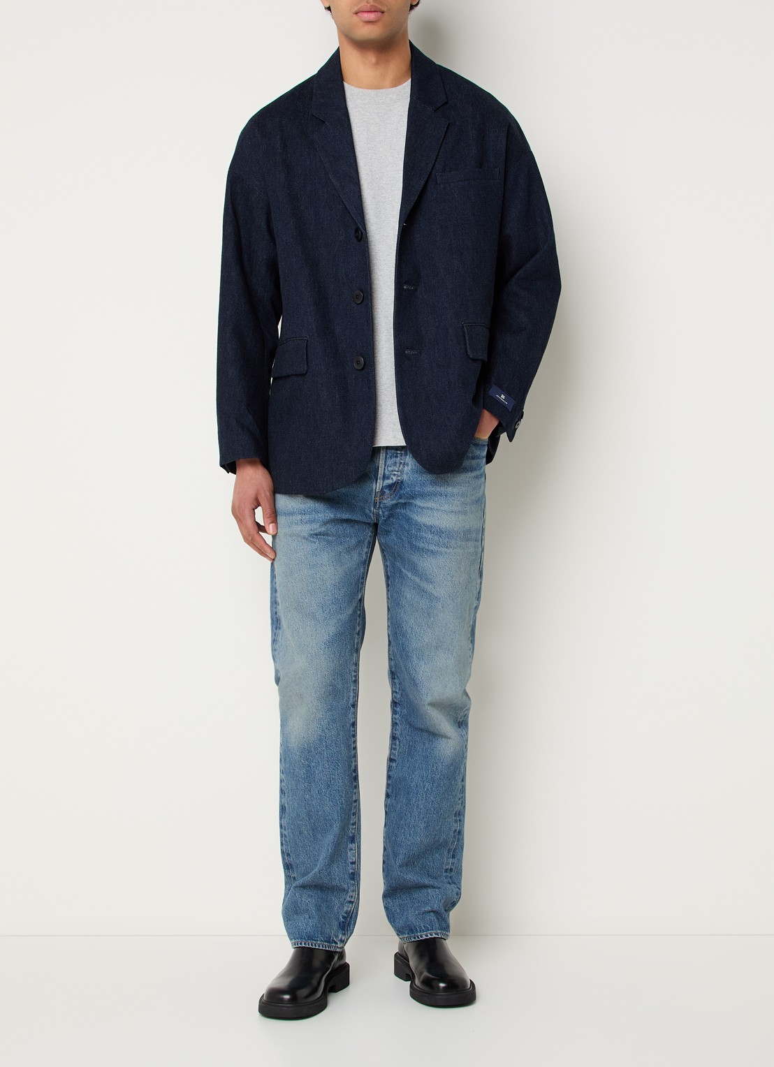 Levi's Regular fit colbert van denim met klepzakken - voorkant 3 indigo