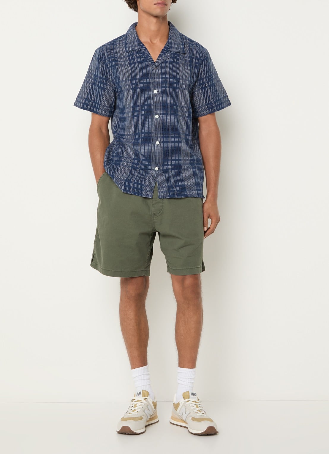 Levi's Regular fit overhemd in linnenblend met borduring - voorkant 2 royalblauw