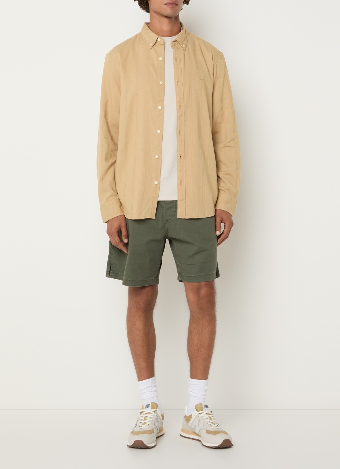 Levi's Regular fit overhemd in linnenblend met logoborduring - voorkant 2 camel