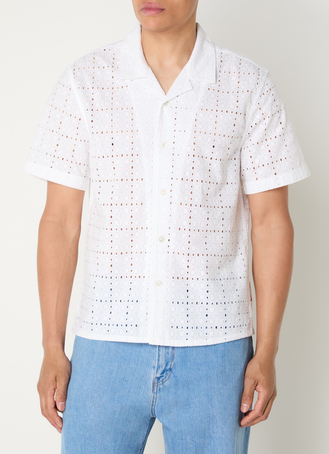 Levi's Regular fit overhemd met opengewerkt dessin - detail 2 wit